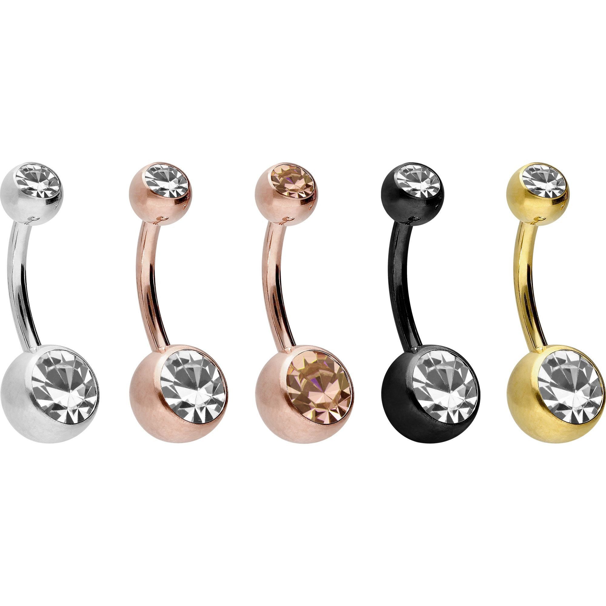 PIERCINGLINE Bauchnabelpiercing Chirurgenstahl Bananabell ZWEI KRISTALLE (Bananabells, 1-tlg)