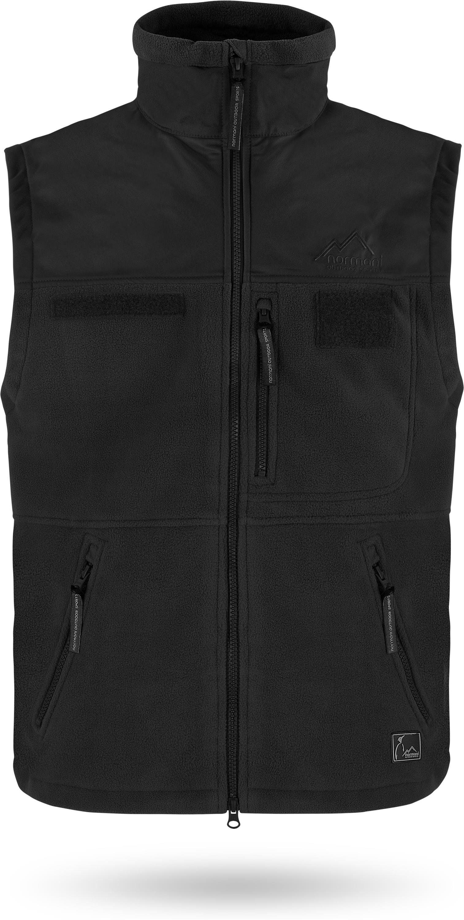 Vest Outdoorweste mit Übergangsweste Schwarz Tactical Reißverschlusstaschen Patchflächen BDU Winterweste normani Jagdweste mit Mevik Fleeceweste Fleeceweste