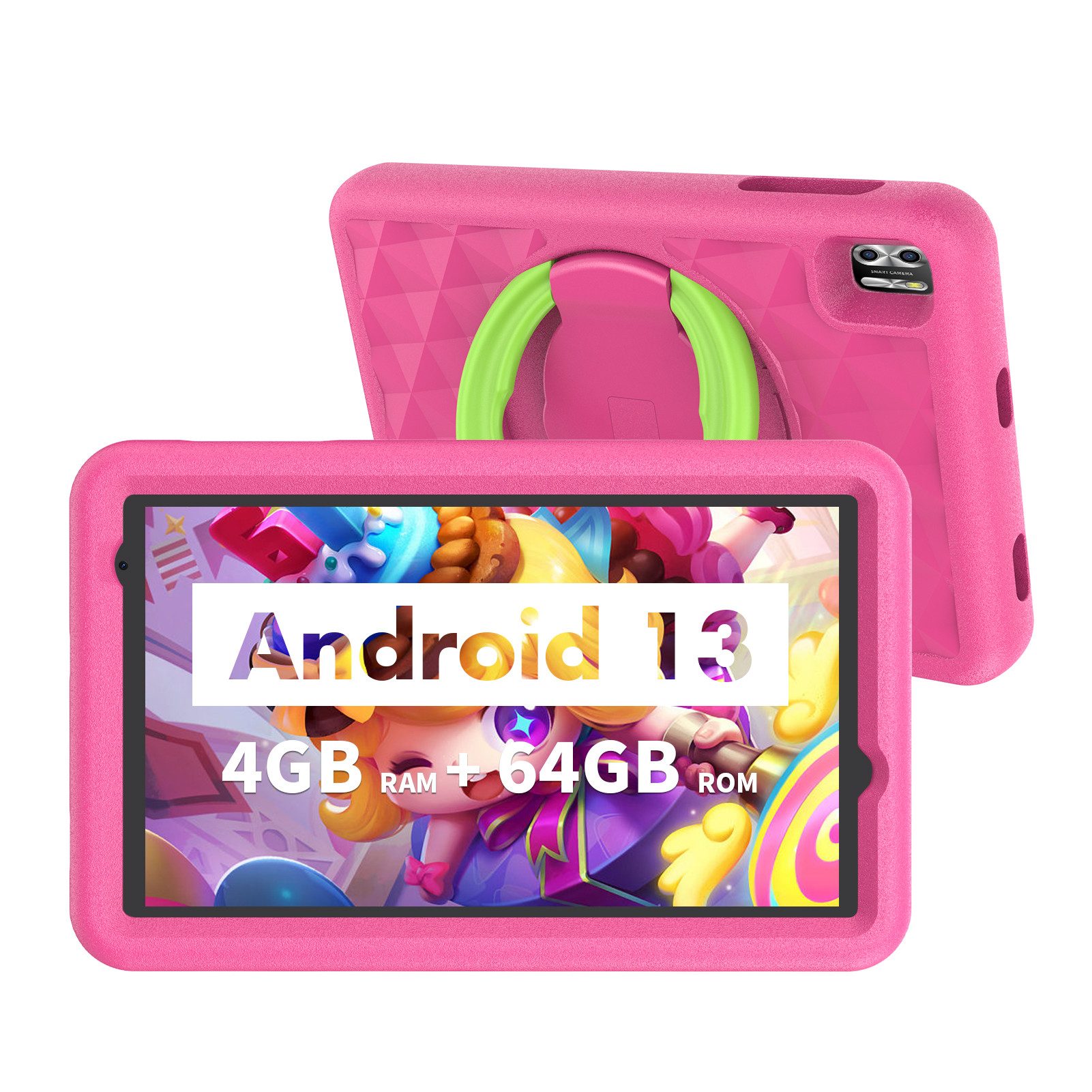 VASOUN Lerntablet TAB 8 Plus, 8-Zoll, 1280 x 800 HD mit Dual-Kamera, Wi-Fi, Android, (1-tlg), Stoßfeste, Kindermodus UI, 64GB ROM+4GB RAM