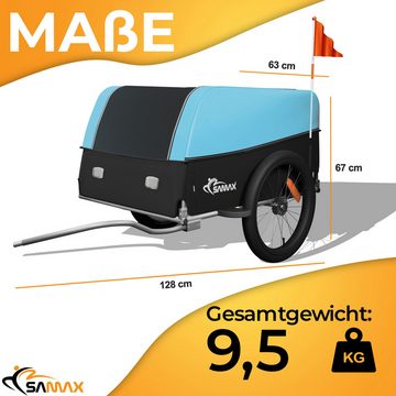 SAMAX Fahrradlastenanhänger Lastenanhänger Fahrradanhänger 120 Liter Blau / Grau - Grey Edition