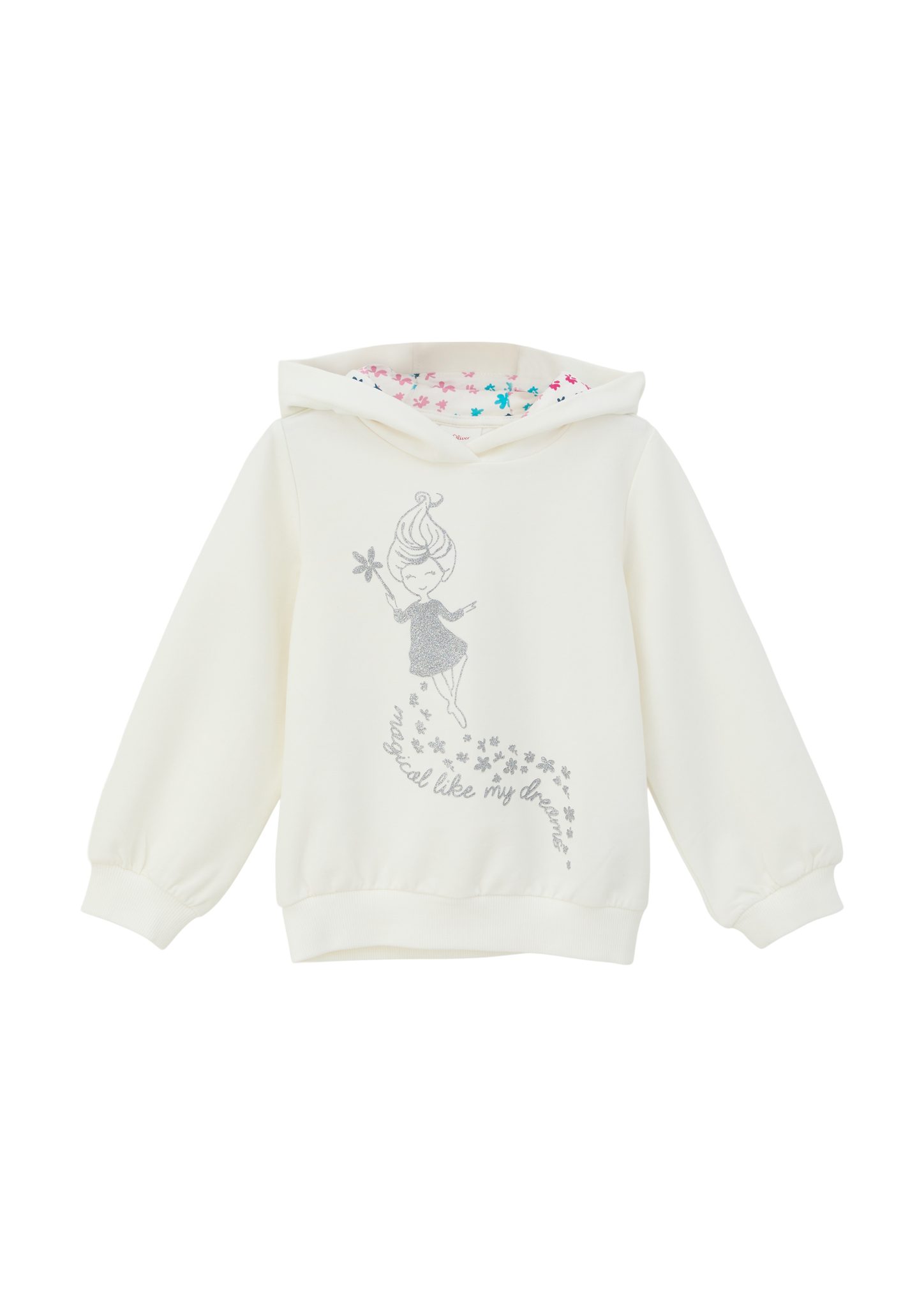 s.Oliver Sweatshirt Sweatshirt mit ecru Glitzer Glitzerprint