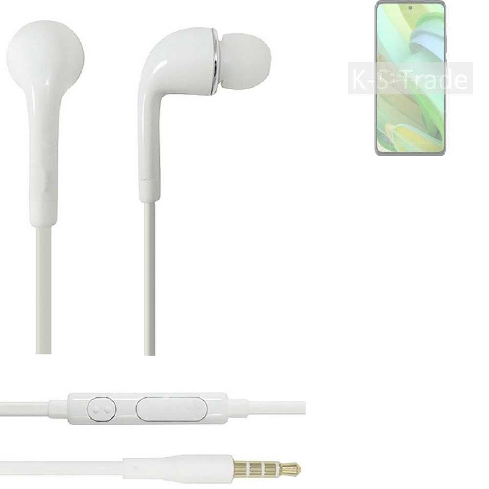 K-S-Trade für Motorola Edge 2022 In-Ear-Kopfhörer (Kopfhörer Headset mit Mikrofon u Lautstärkeregler weiß 3,5mm)