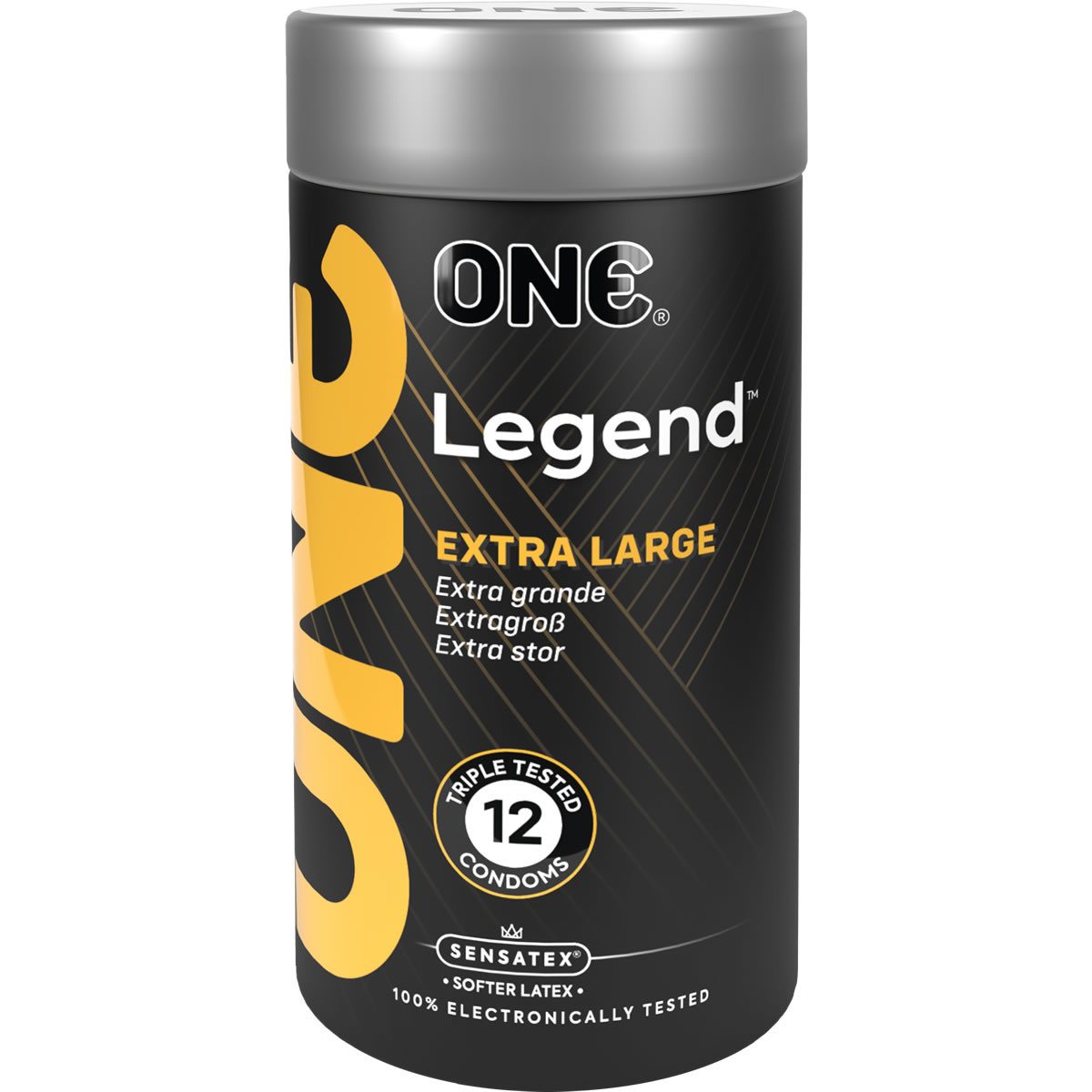 ONE XXL-Kondome Legend XL Packung mit, 12 St., bequeme und komfortable Kondome, XL-Kondome, vegan & ohne schädlichen Inhaltsstoffe