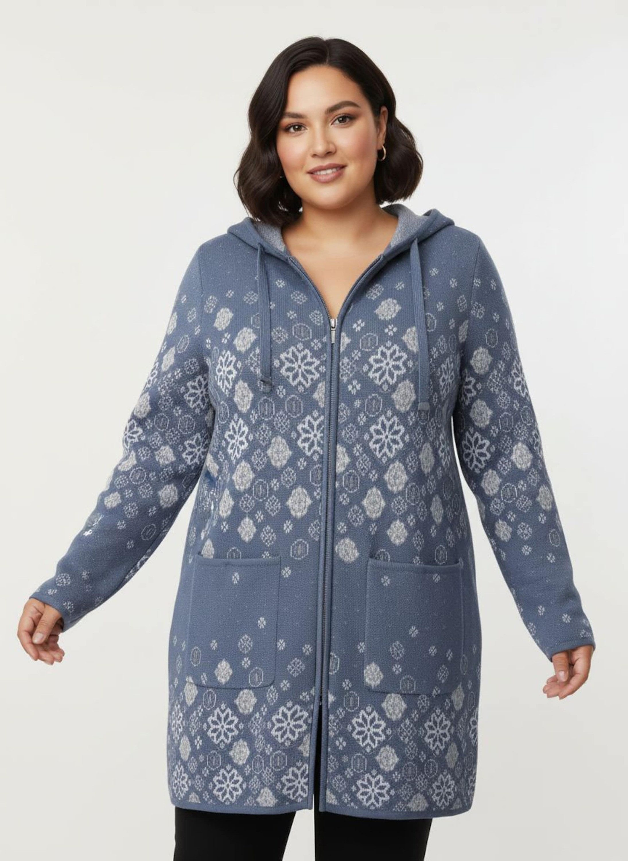 Witt Strickjacke Long-Strickjacke Langarm Jacquard