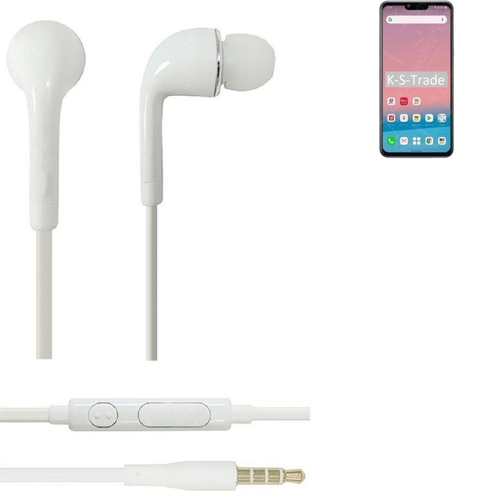 K-S-Trade für LG Electronics Style3 In-Ear-Kopfhörer (Kopfhörer Headset mit Mikrofon u Lautstärkeregler weiß 3,5mm)