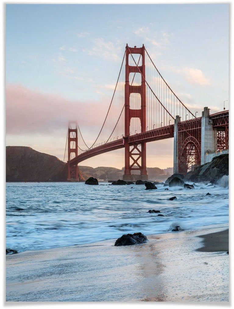 Beliebte Artikel bei jungen Menschen Wall-Art Poster Golden Gate Bridge, Bild, Poster, (1 Wandposter Brücken Wandbild, St)