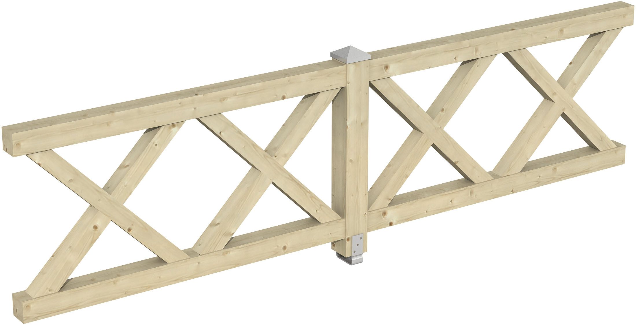 Skanholz Brüstungsgeländer Andreaskreuz, 335 cm Länge, 84 cm Höhe, mit 1 Pfosten