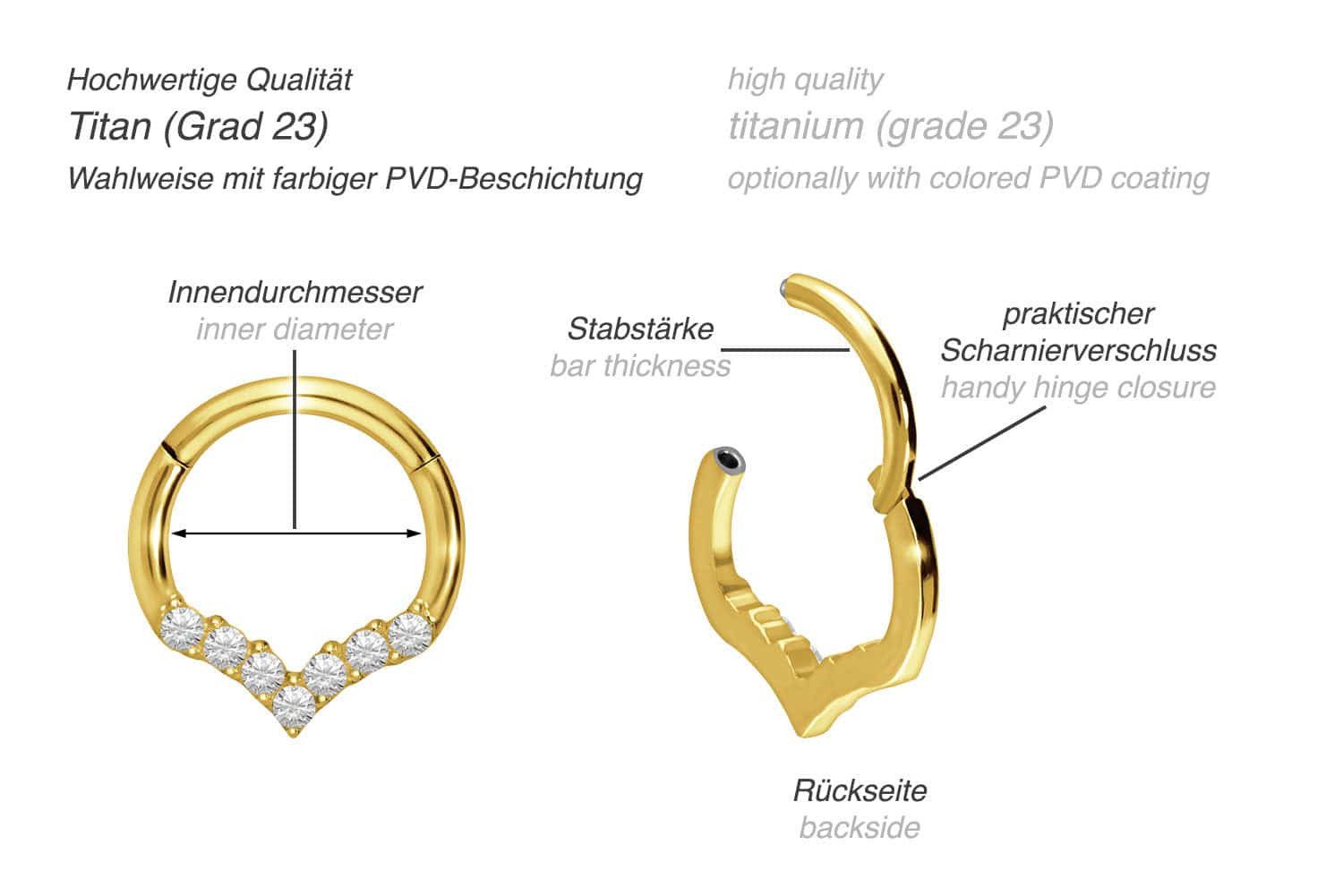 PIERCINGLINE Piercing-Set Titan Segmentring Clicker SPITZ günstig online kaufen