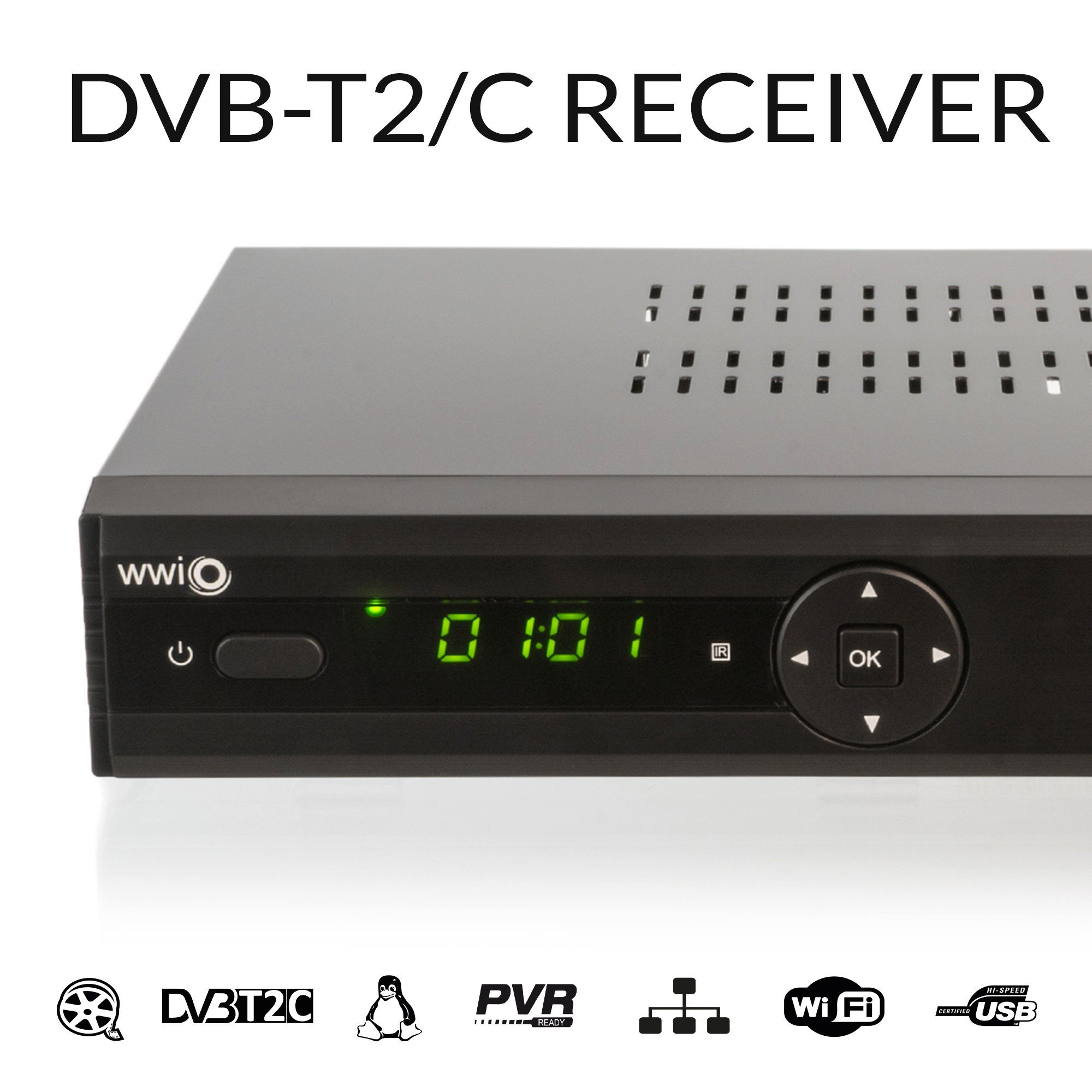 T2/C Receiver WWIO DVB-T2/C Bre2ze Hybrid DVB-T2 Digital Receiver WWIO HD