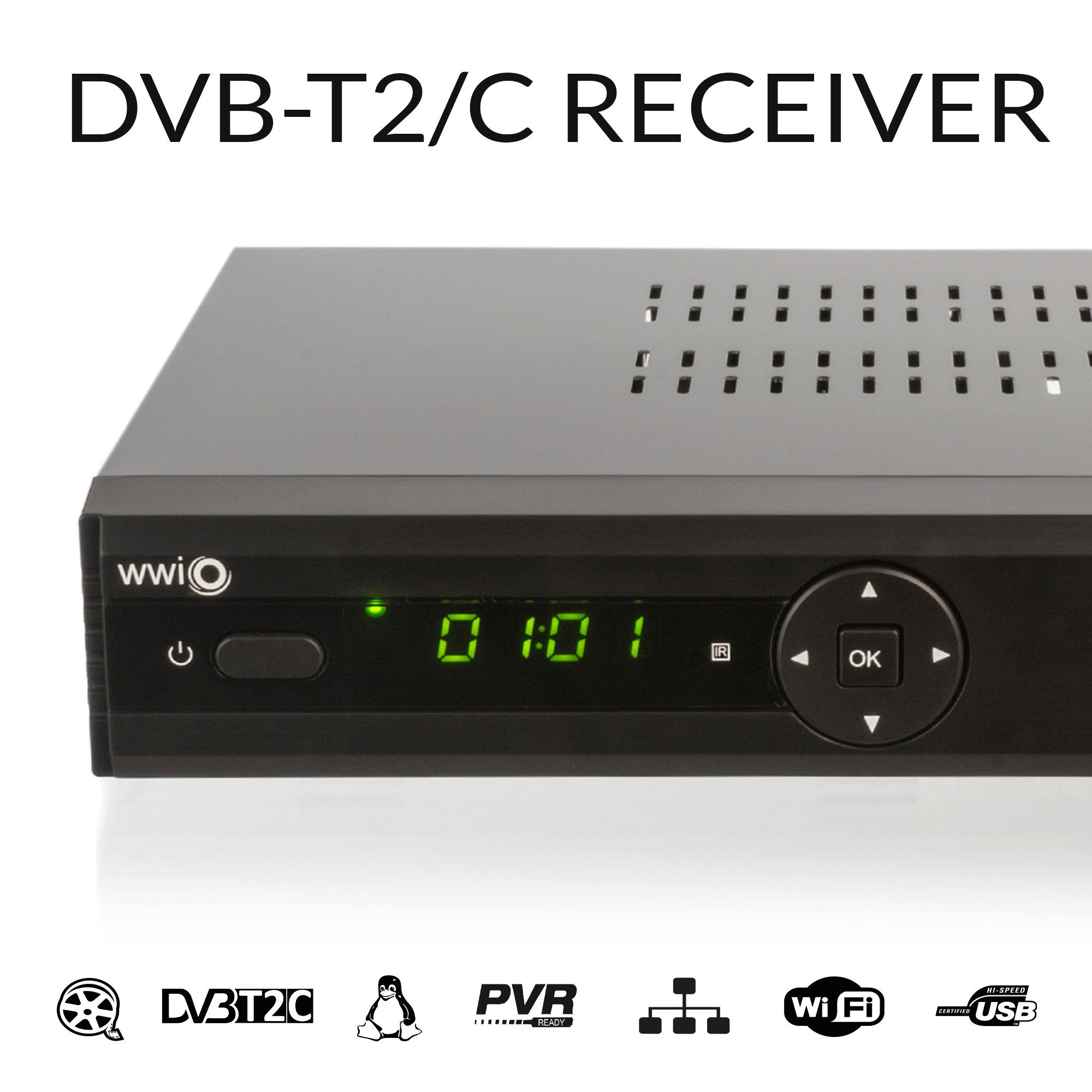 WWIO Bre2ze T2/C DVB-T2/C Hybrid Digital Receiver DVB-T2 HD Receiver (Ethernet 10/100 Mbit/s, openATV Linux mit Webinterface und Plugin-Unterstützung) – Bild 4 von 5