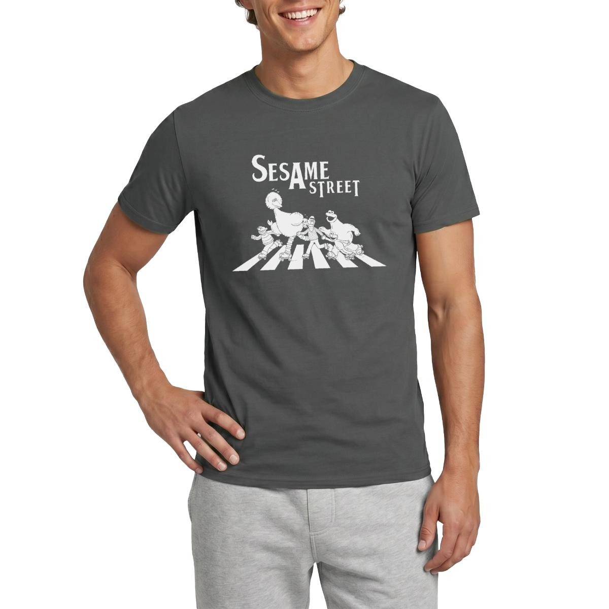 Spreadshirt T-Shirt Sesamstraße Zebrastreifen Klassiker Männer T-Shirt (1-tlg)