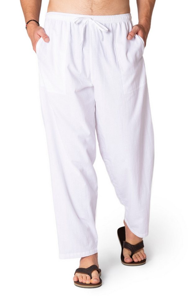 PANASIAM Stoffhose Sommerhose Herren 100% Baumwolle - leichte Freizeithose - Loose Fit Schlupfhose blickdicht & atmungsaktiv, mit Gummibund & Taschen, Yoga