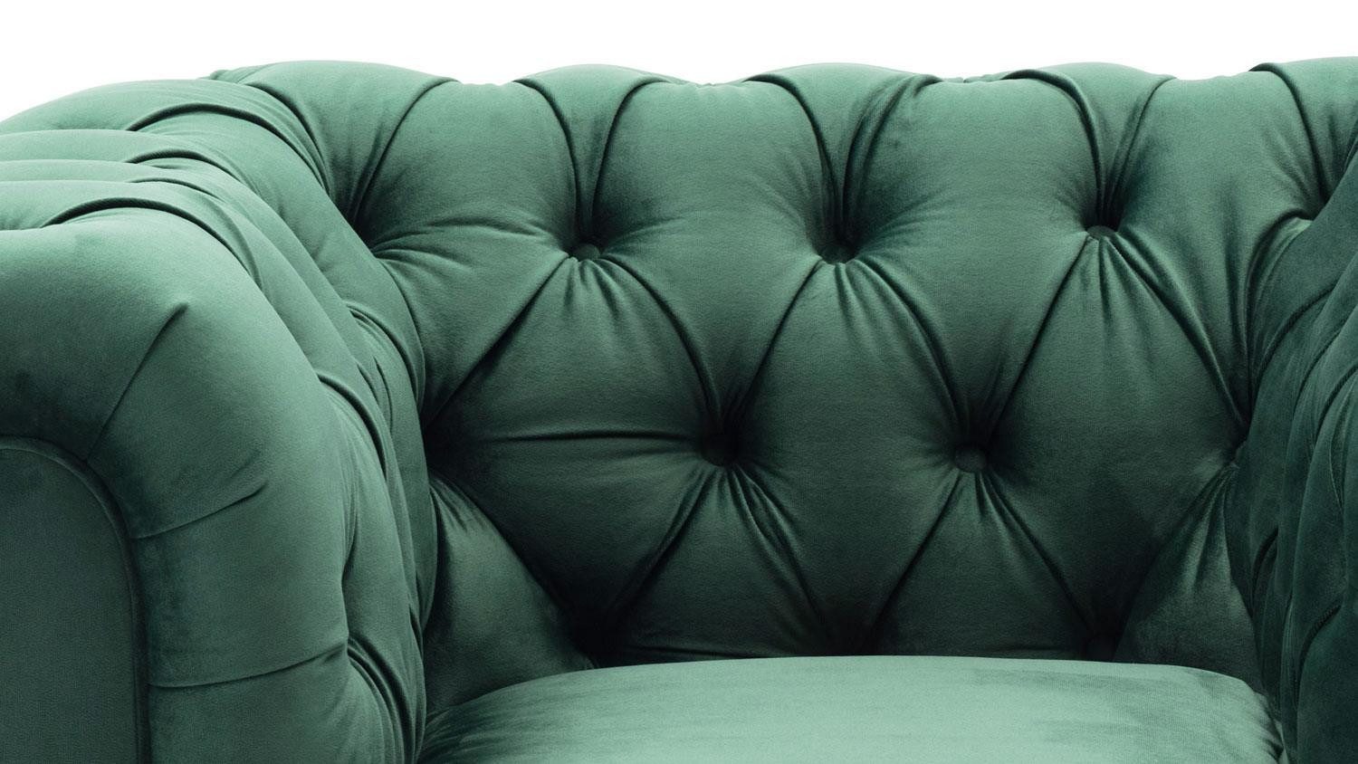 Möbel Akut Sessel Sessel Relaxsessel Chesterfield Samt dunkelgrün 114 cm