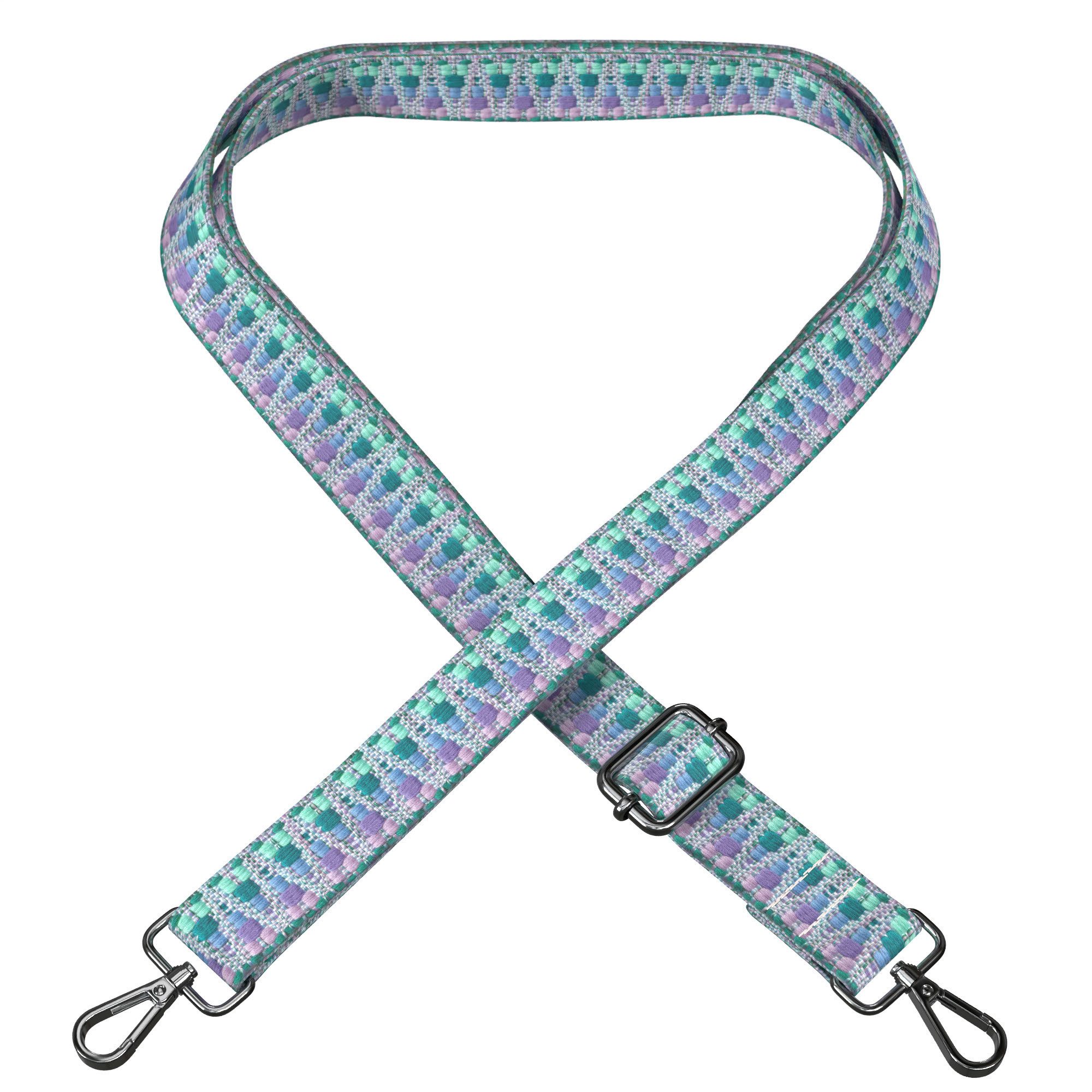 EAZY CASE Schulterriemen Ersatz Taschenriemen Boho Style Body-Bag ZickZack Wechselriemen mit Karabiner Blau