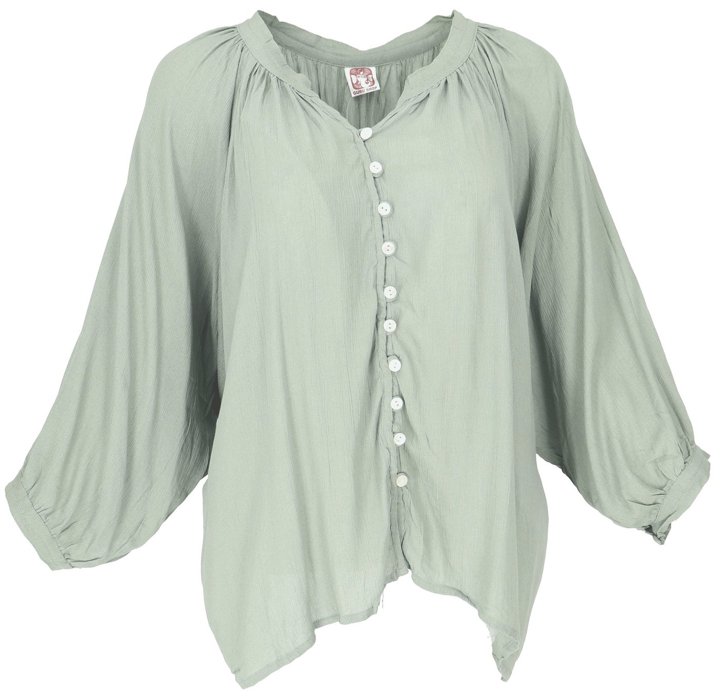 Guru-Shop Longbluse Luftige Boho Bluse, Oversize Hemdbluse,..
