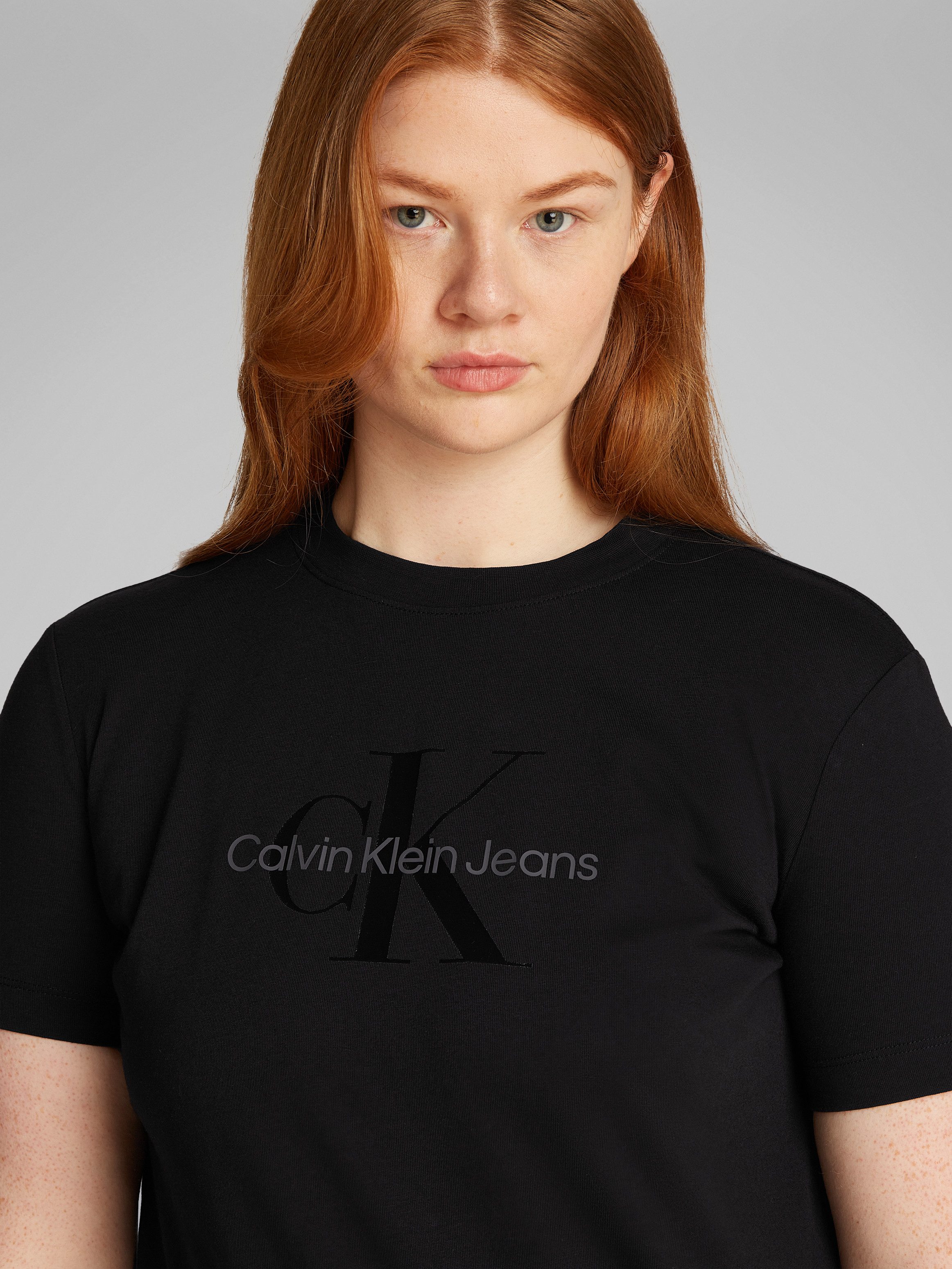 Calvin Klein Jeans Plus T-Shirt PLUS GLOSSY MONOLOGO REGULAR TEE mit glänze günstig online kaufen