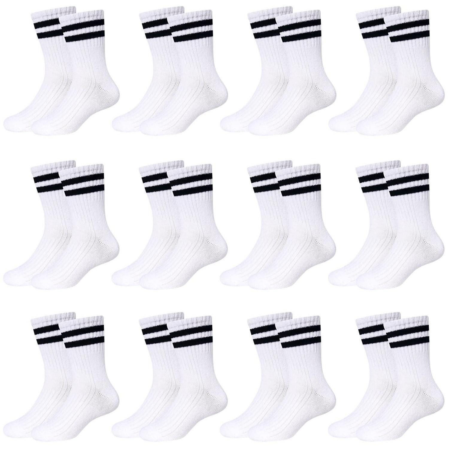 LuxusKollektion Tennissocken Kindersocken Tennissocken Baumwolle Streifen Weiß 31-34
