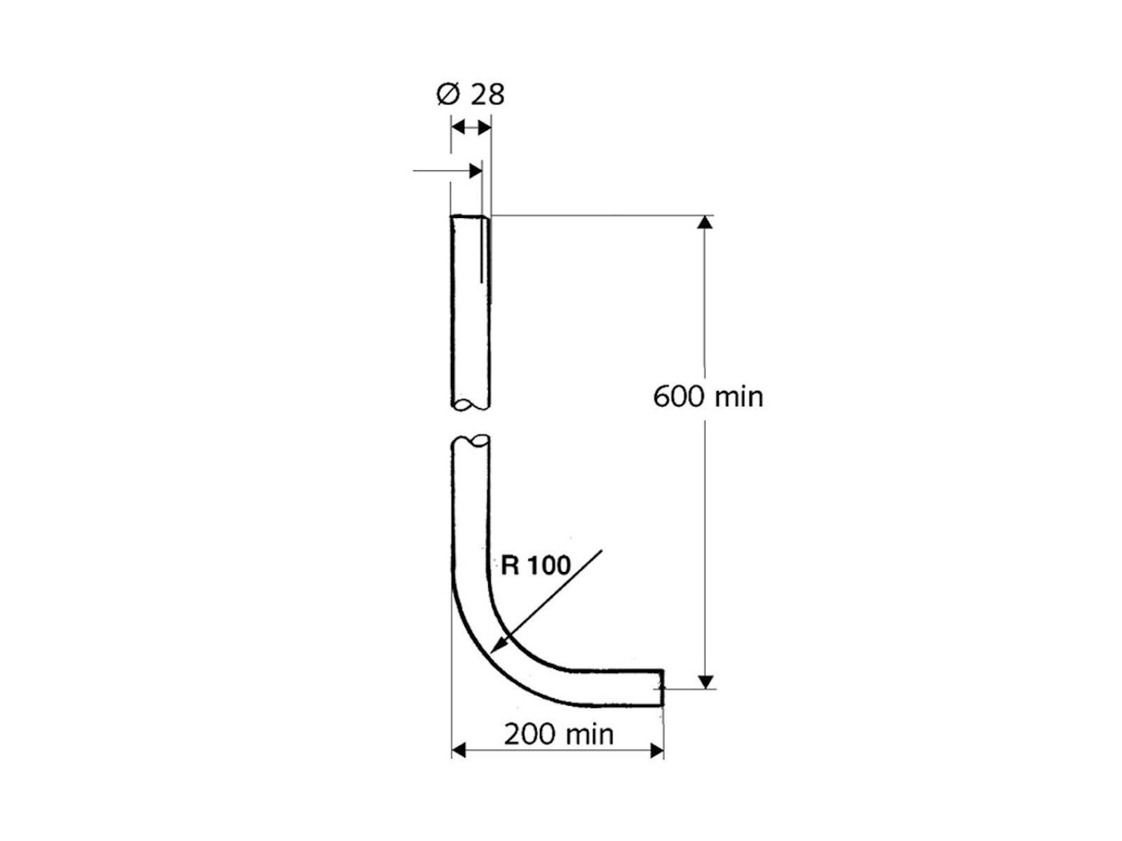 Schell WC-Druckspüler WC - Spülrohrgarnitur - chrom, Ø 28 x 600 x 200 mm - 032090699