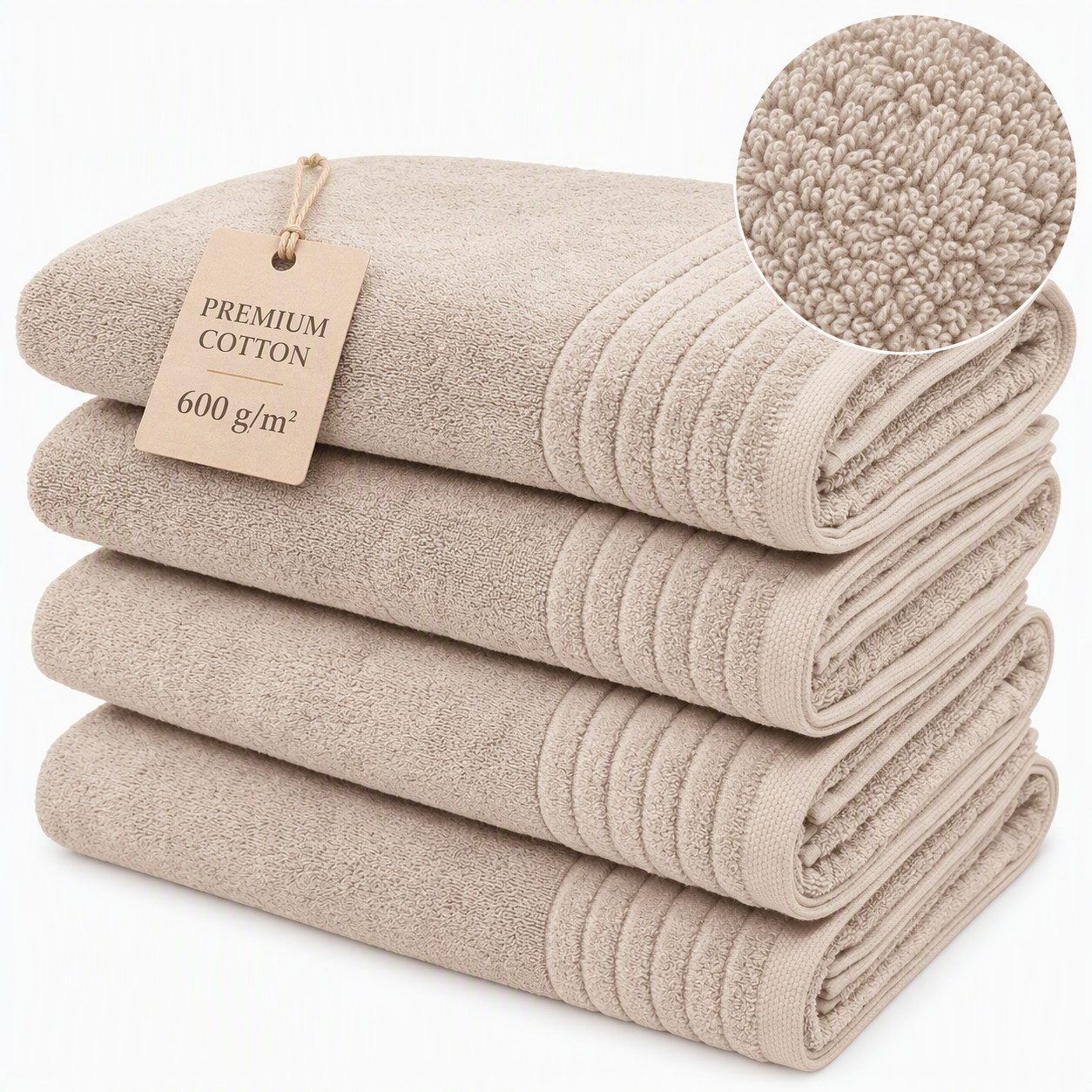 OTTO home Duschtücher Sanremo Premium, Premium Handtücher, 600 gr/m², 70x140cm, Frottier (Set, 4-St), mit Bordüre, flauschig & weich, dicke Qualität, 5 Jahre Garantie
