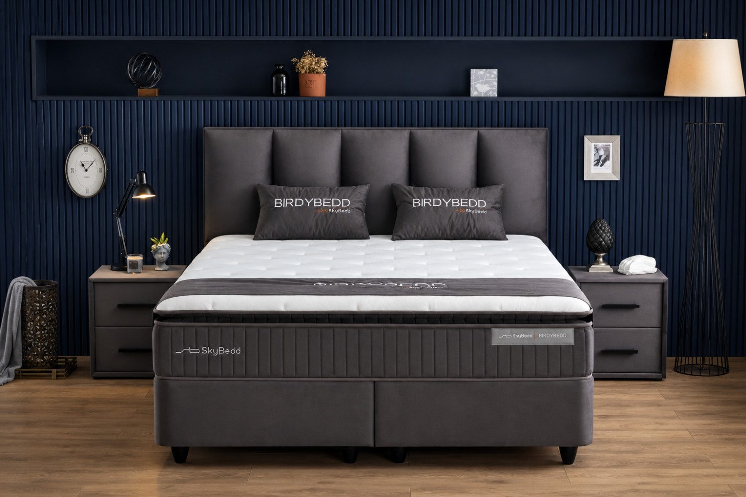 Pointhome Boxspringbett mit Matratze & Stauraum, Bett mit Bettkasten, mit/ohne Nachttisch (140x200 cm, 1 Bettkopfteil, 1x H3/H4Matratze, 2 Bettkasten, Nachtkommode), Topper und Stauraum, Boxbett