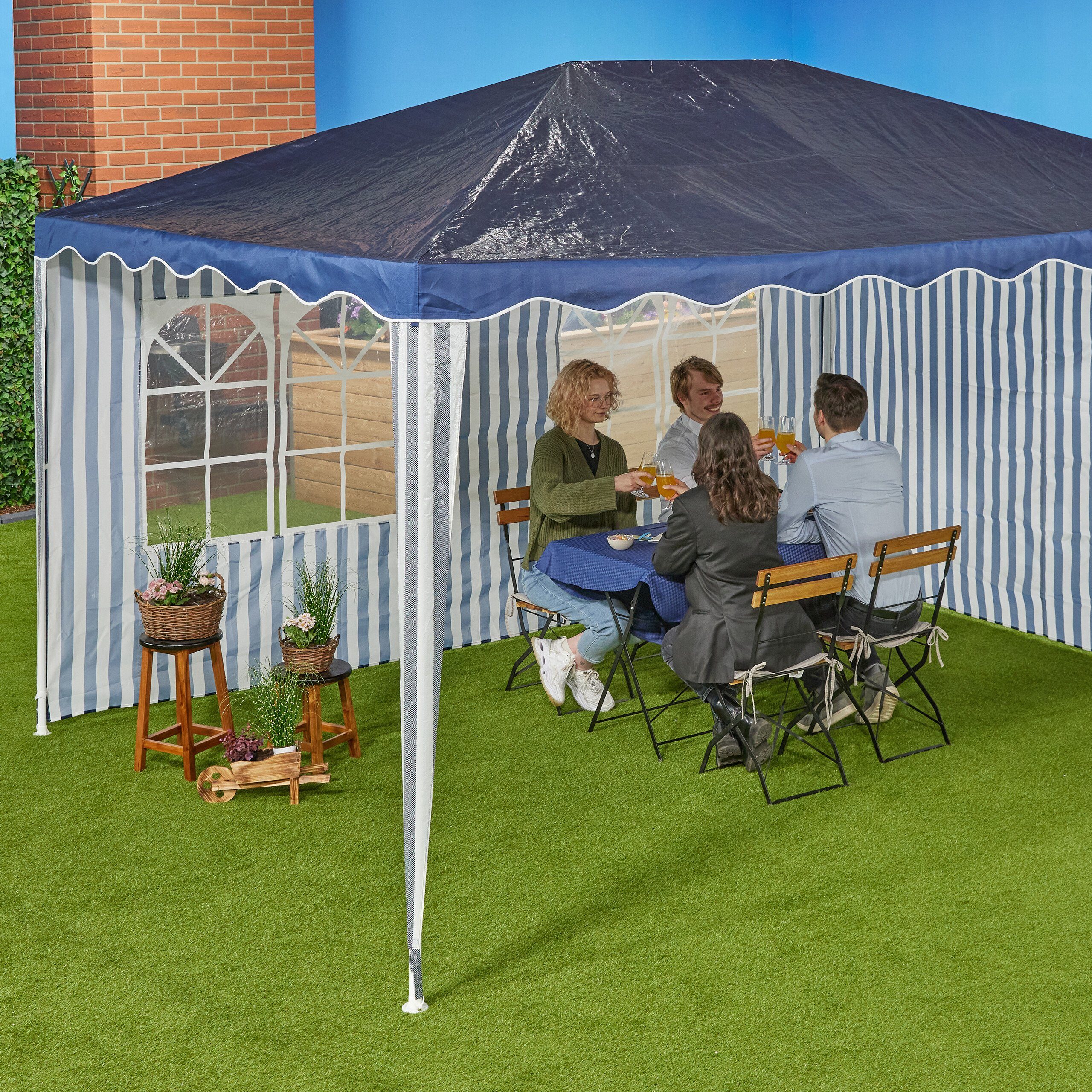 relaxdays Pavillonseitenteil Gestreifte Pavillon Seitenteile 2er günstig online kaufen