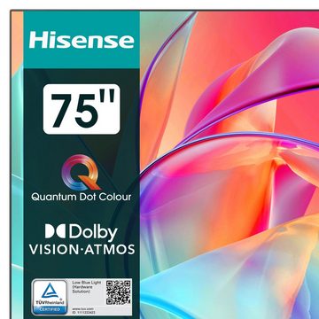 Hisense 75E7KQ QLED-Fernseher (189,00 cm/75 Zoll, QLED 4K UHD, Smart-TV, Sound Technologie Dolby Atmos)