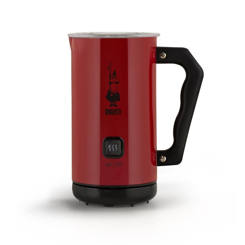 BIALETTI Milchaufschäumer Milk Frother MKF02 ROSSO, Elektrischer Milchaufschäumer für Cappuccino, Rot, Aluminium Kabellos