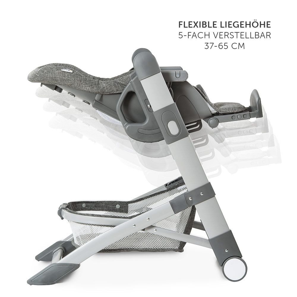 Hauck Hochstuhl Grow Up - Melange Grey, Babystuhl & Babyliege ab Geburt mit Tisch höhenverstellbar klappbar – Bild 3 von 5