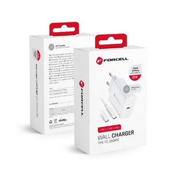 Forcell NETZ-Ladegerät mit USB Typ C Kabel - 3A 20W Quick Charge 4.0 Smartphone-Ladegerät