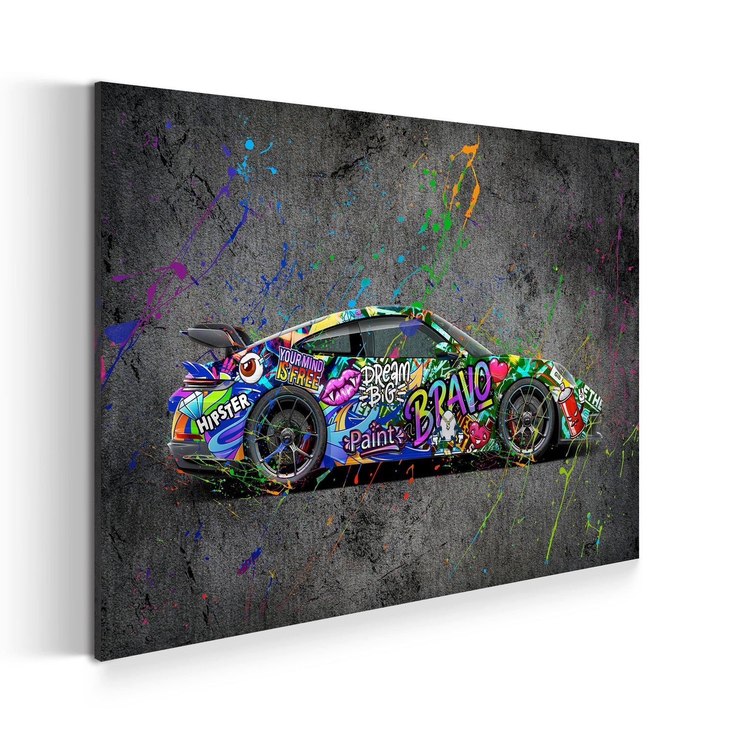 Artedinoi Leinwandbild Auto Street Art Sportwagen Porsche Wandbild Leinwandbild Kunstdruck XX