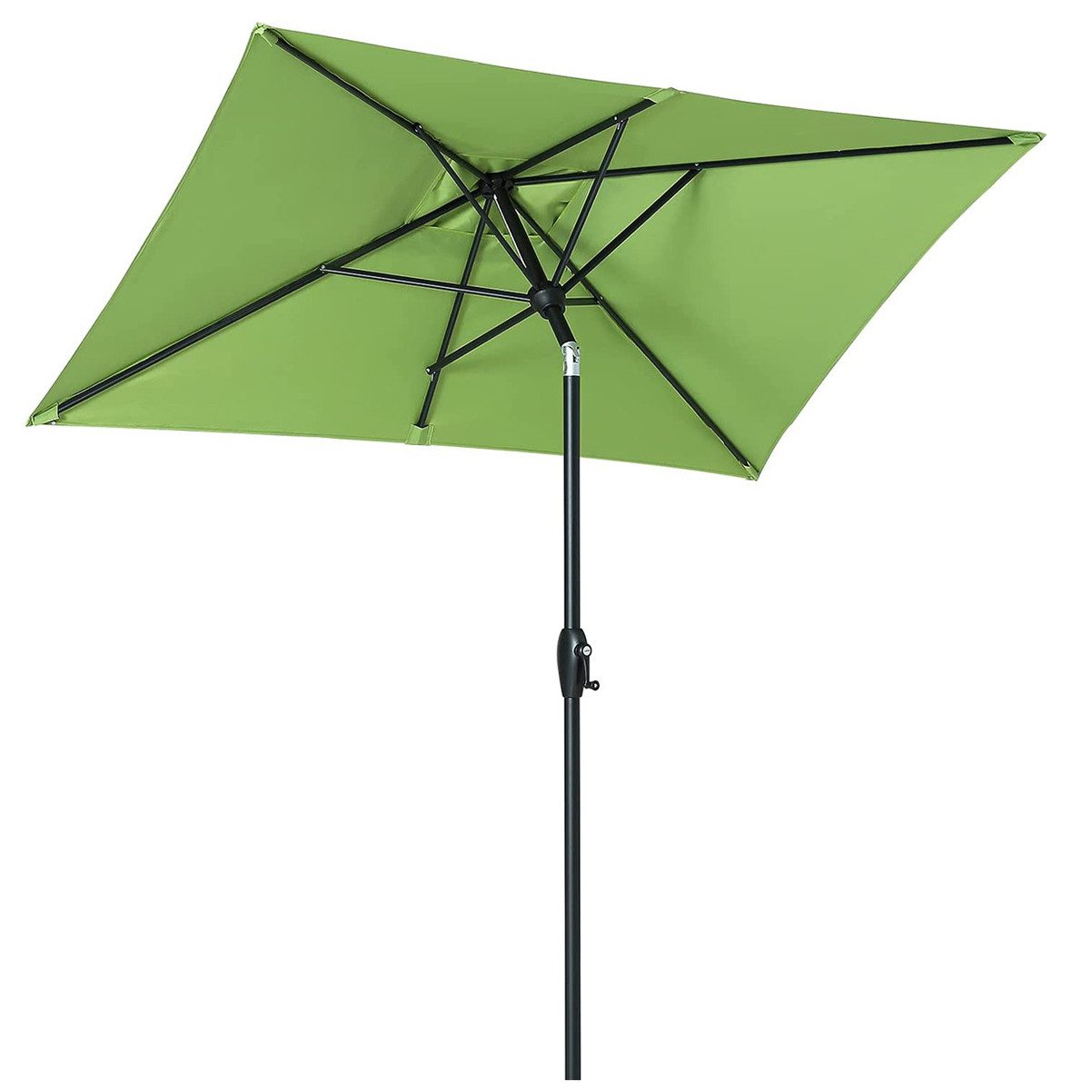 Sekey Sonnenschirm 210 x 140 cm Aluminum Sonnenschirm Rechteckig Marktschirm mit Kurbel, LxB: 210,00x140,00 cm, mit/ohne LED-Lichtern, Sonnenschutz UV50+, Gartenschirm Knickbar
