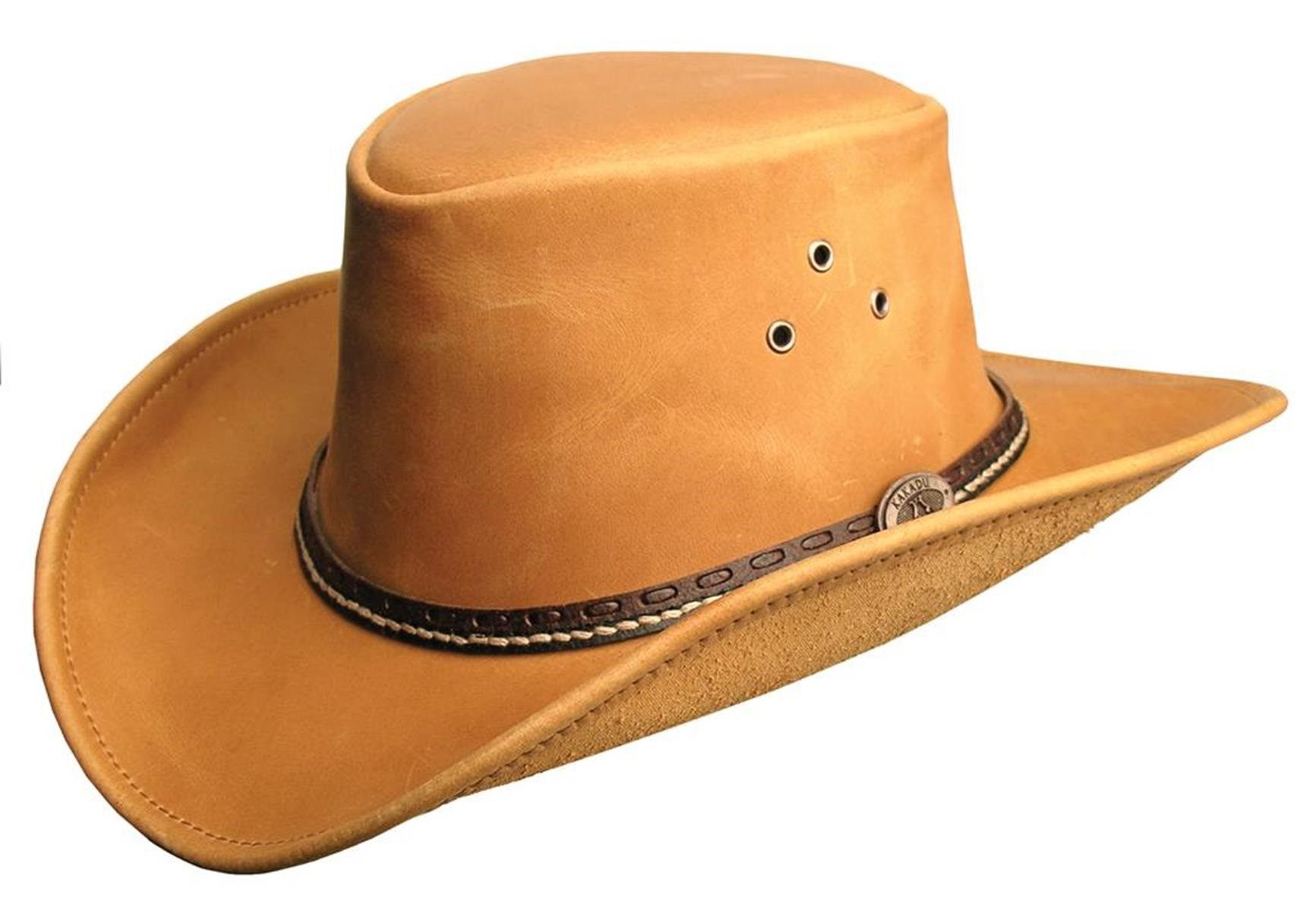 Outbacker Cowboyhut Lederhut mit formbarer Krempe robuster Allwetter-Hut, UV-Schutz