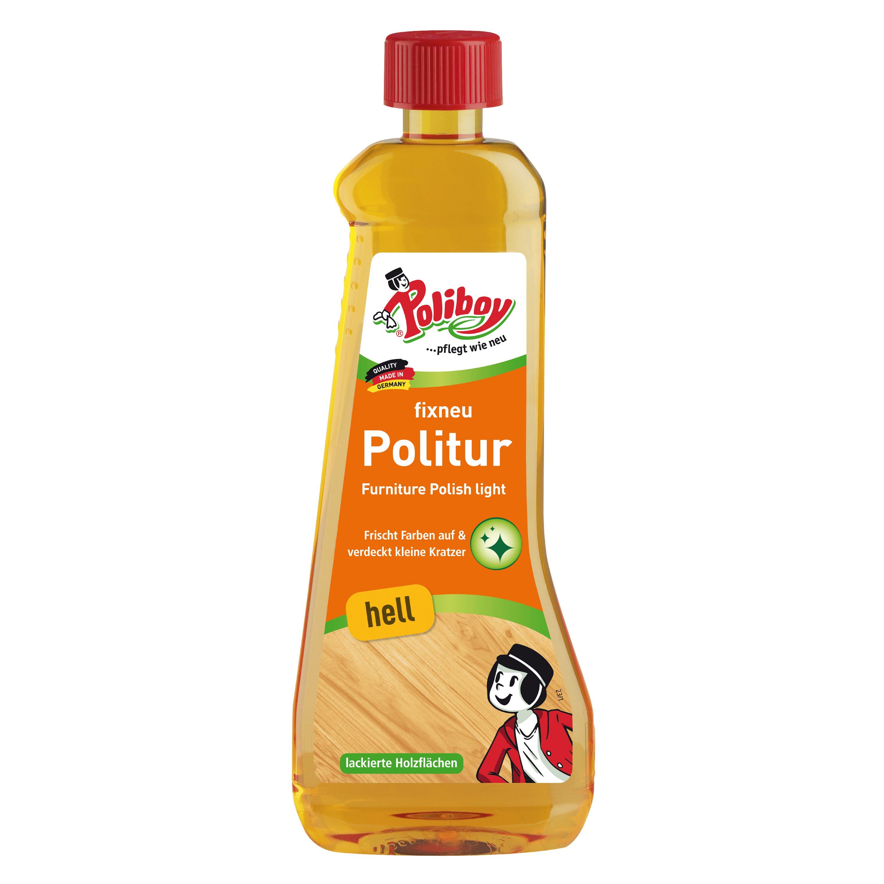poliboy Fixneu Möbelpolitur hell - 500 ml Möbelreiniger (für helle Oberflächen - Made in Germany)