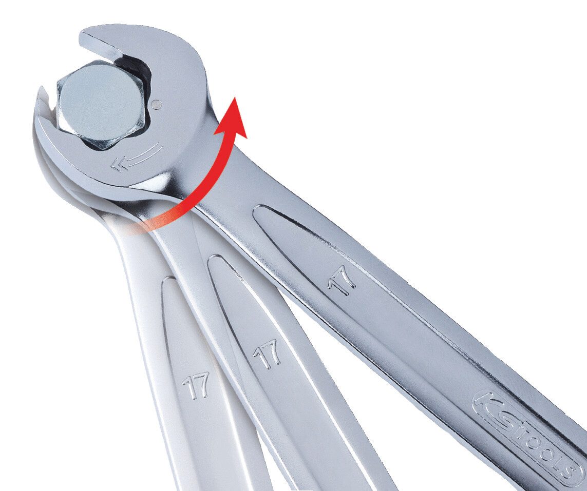 KS Tools Ratschenringschlüssel GEARplus (5 St), DUO Satz mit Maul-Ratschenfunktion, 5-teilig