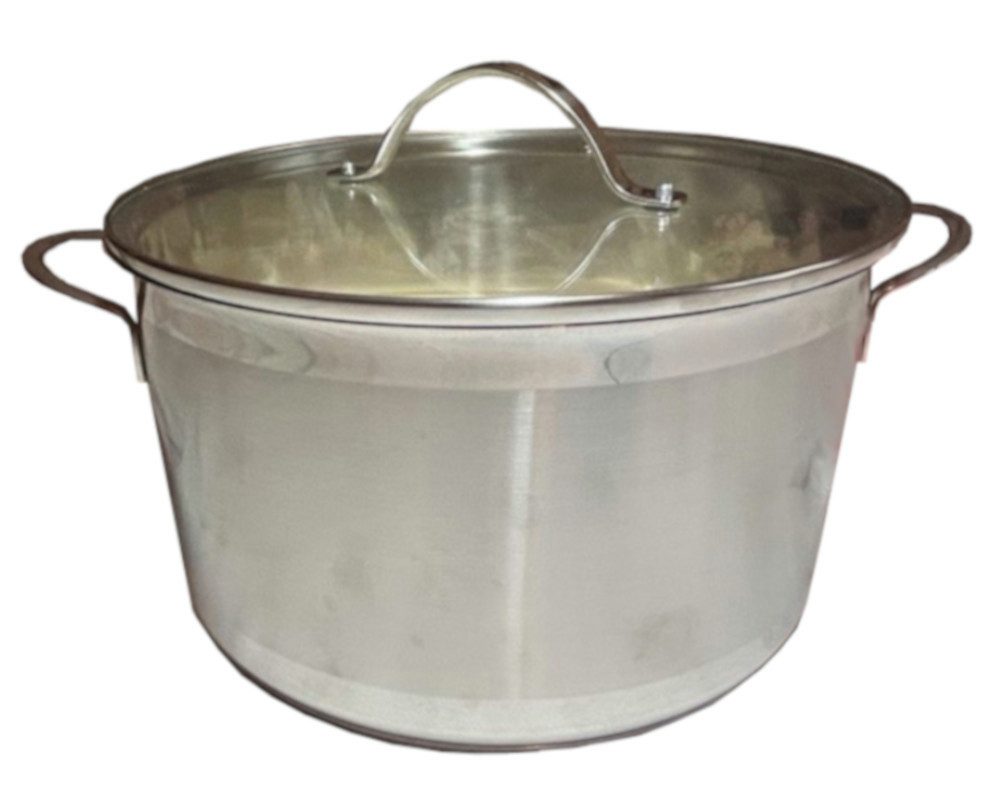 REWE Kochtopf Edelstahl Kochtopf Topf Suppentopf mit Glasdeckel Ø 24cm 6 Liter, Edelstahl