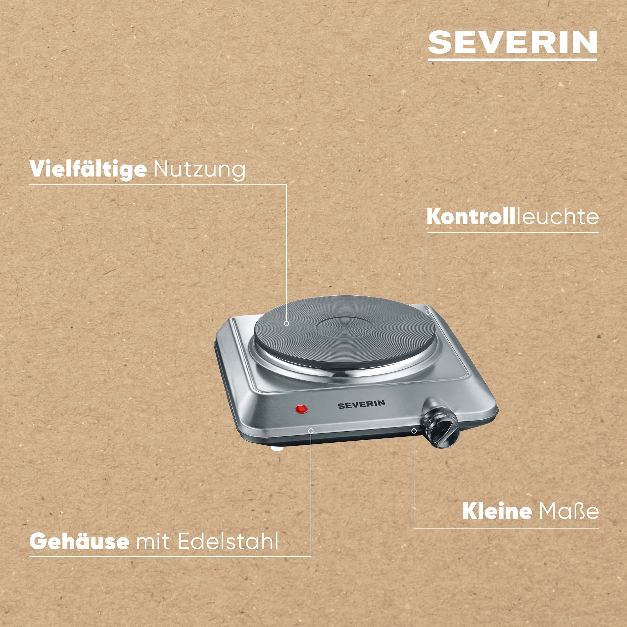 Severin Einzelkochplatte KP 1092, platzsparend, Kontrollleuchte, Edelstahl, Drehregler
