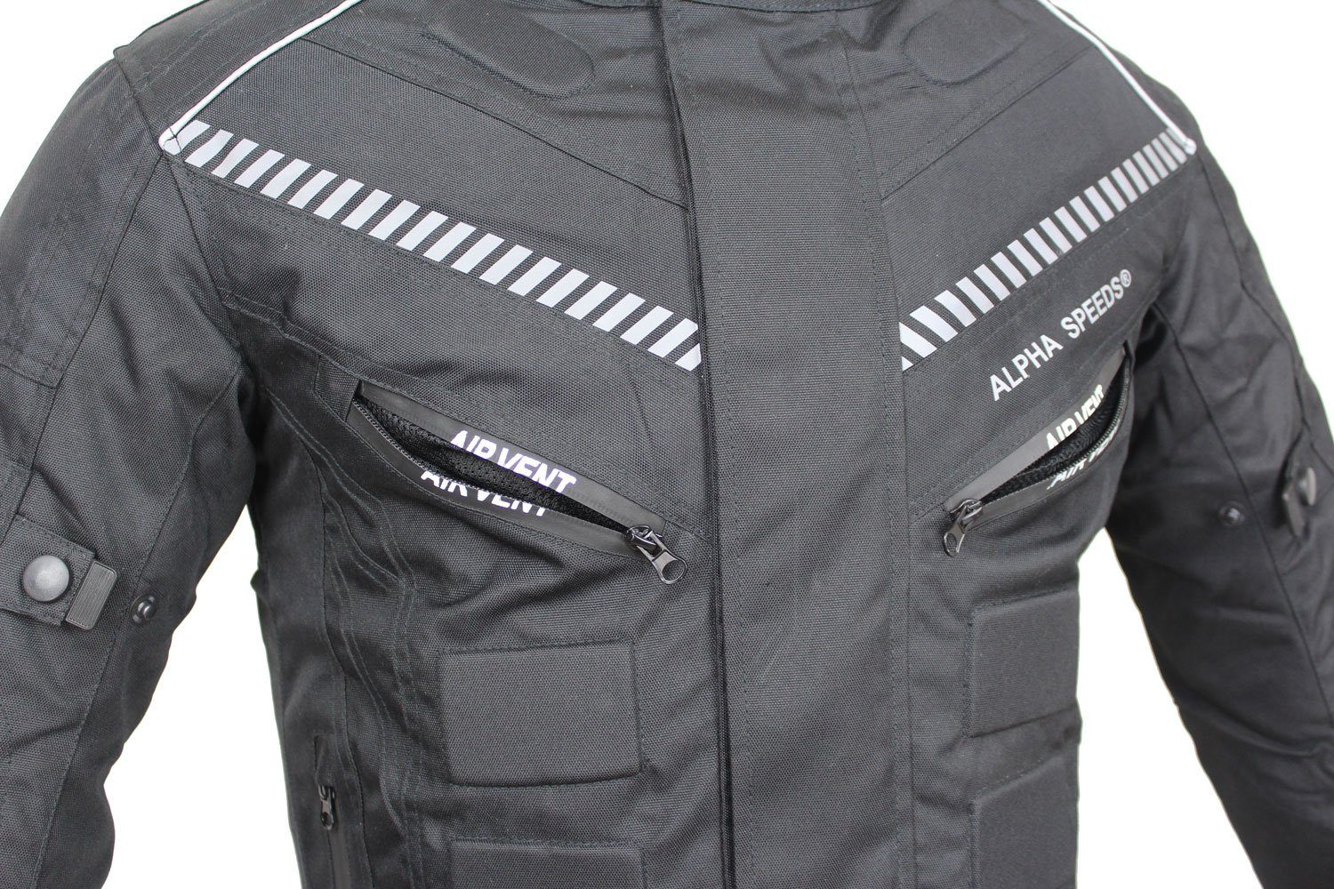 Alpha Speeds Motorradjacke Herren Motorrad Biker Textil Jacke Wasserdicht Jacke mit Protektoren Belüftungssysteme, Innenjacke ist trennbar: All Season, SLIM Sch – Bild 3 von 5
