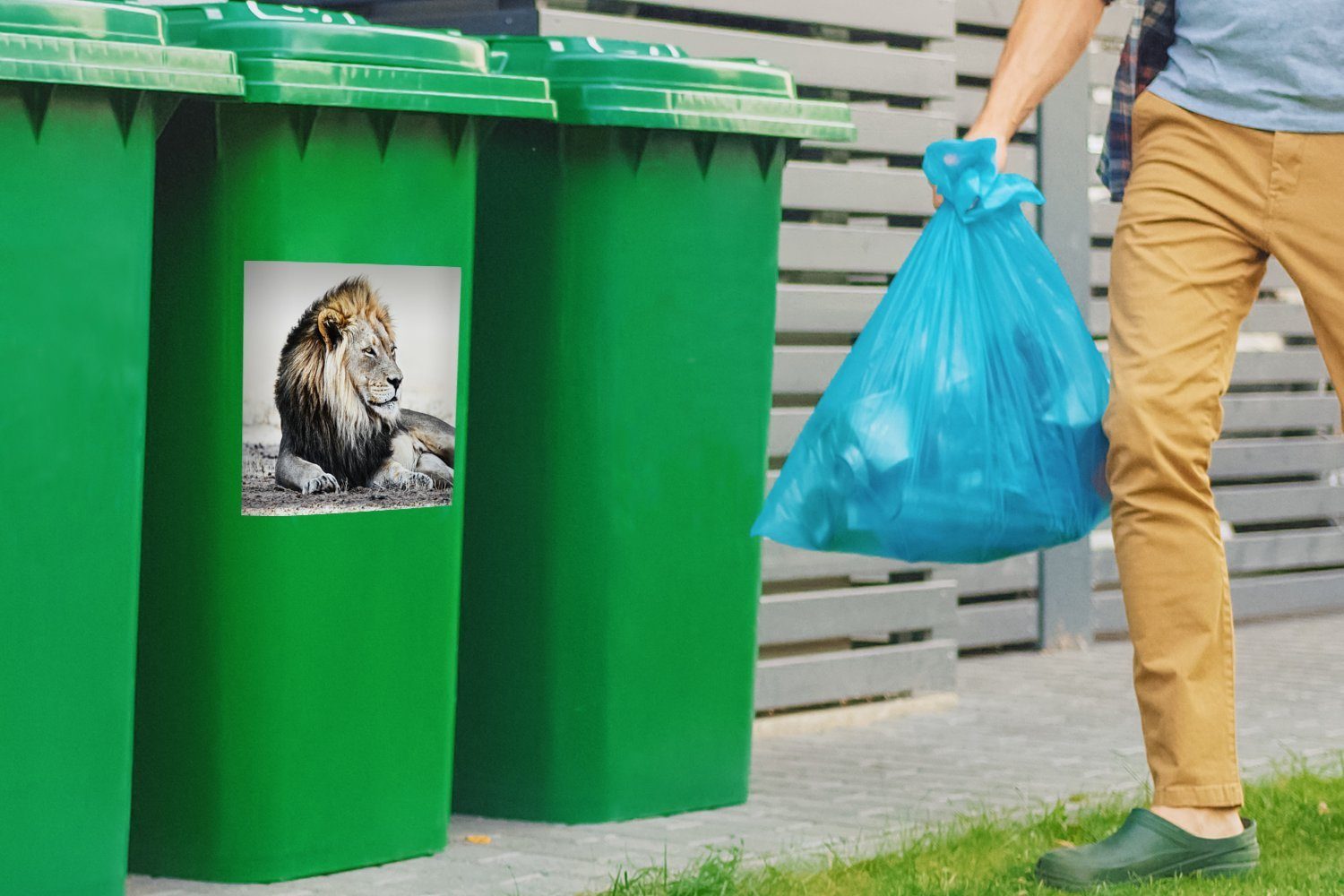 Container, Tiere - MuchoWow Abfalbehälter St), - Farbe Porträt Mülltonne, Mülleimer-aufkleber, Sticker, Wandsticker (1
