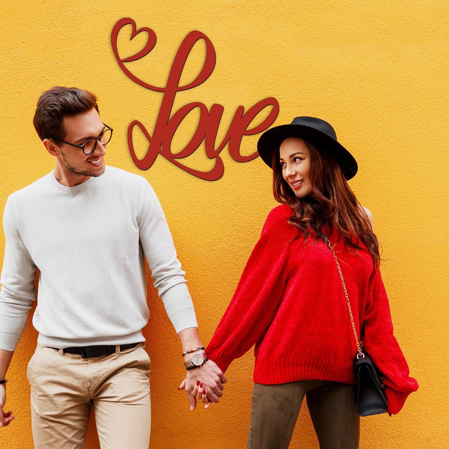 Namofactur 3D-Wandtattoo Holz Wandbild Schriftzug 'Love', Herz Wanddeko Lie günstig online kaufen