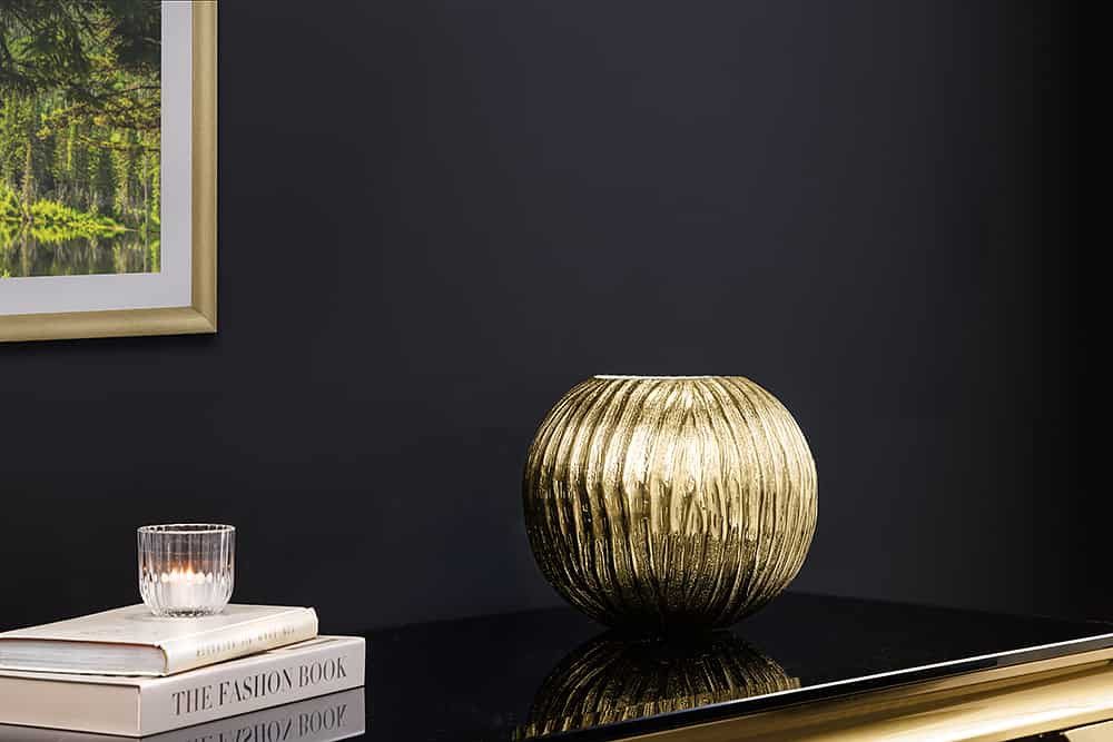 riess-ambiente Dekovase ELEGANCE 25cm gold · Kugelvase aus Metall fürs Wohnzimmer (Einzelartikel, 1 St), Blumenvase · Tischdeko · handmade · Hammerschlag Design · Accessoire