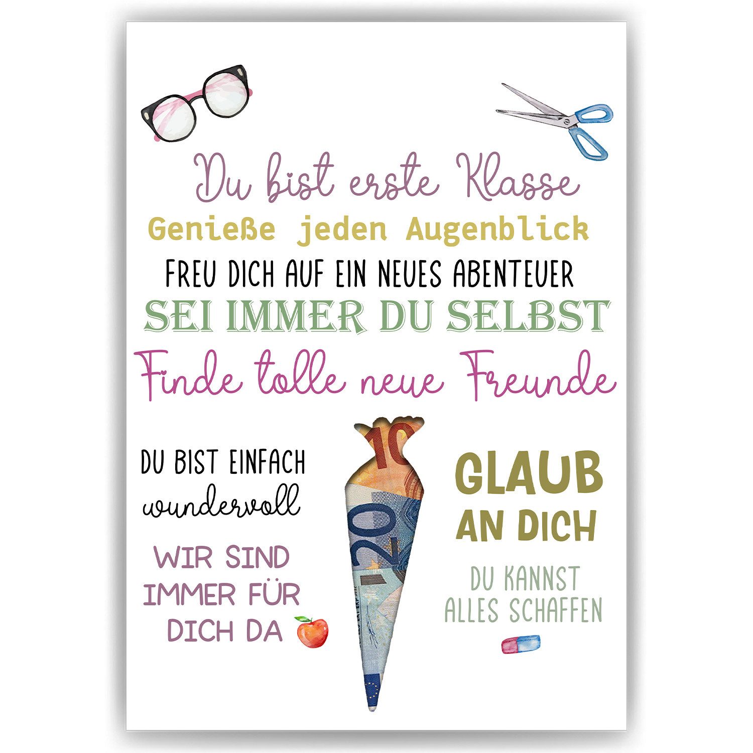 Tigerlino Poster Einschulung Schulanfang Geschenk Mädchen Schultüte Schulanfänger