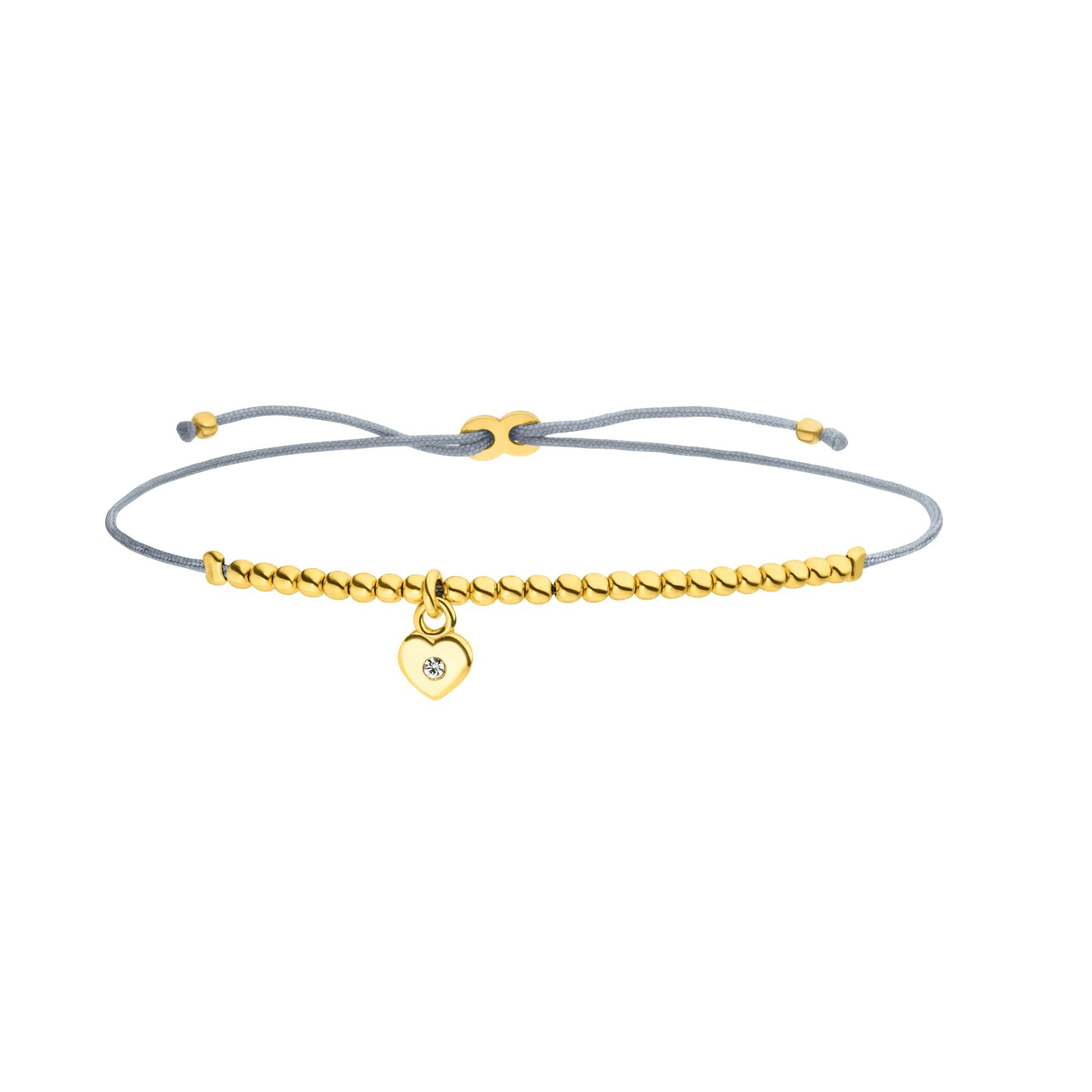 SCHOSCHON Gliederarmband Kugelarmband Herz Anhänger mit Zirkonia 925 Silber, Handgemacht in Deutschland
