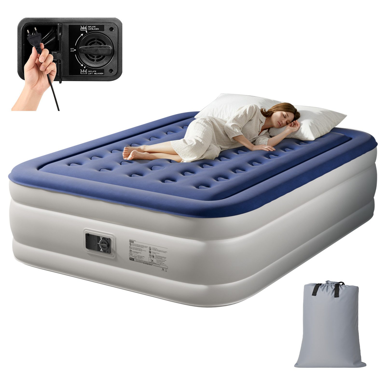 VINGLI Luftmatratze faltbare Campingmatratze mit Elektrischer Pumpe, Velour günstig online kaufen