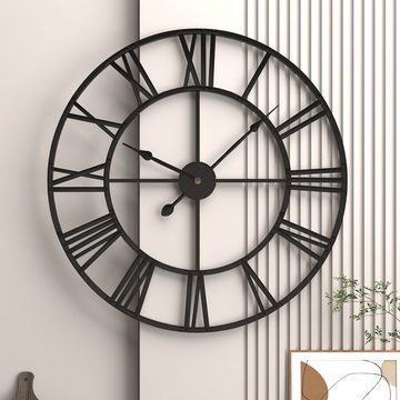 REDOM Wanduhr 50 cm Wand Uhr Küchenuhr Metall Uhren Lautlos Vintage Wohnzimmer leise (Ohne Tickgeräusche Ohne Batterie Wohnzimmer Küche Schlafzimmer Büro)