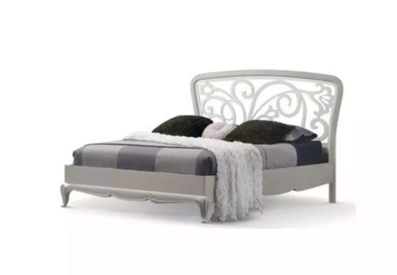 JVmoebel Bett Italienische Schlafzimmer Möbel Bett Luxus Möbel Design Grau Neu (1-tlg., Bett), Made in Italy