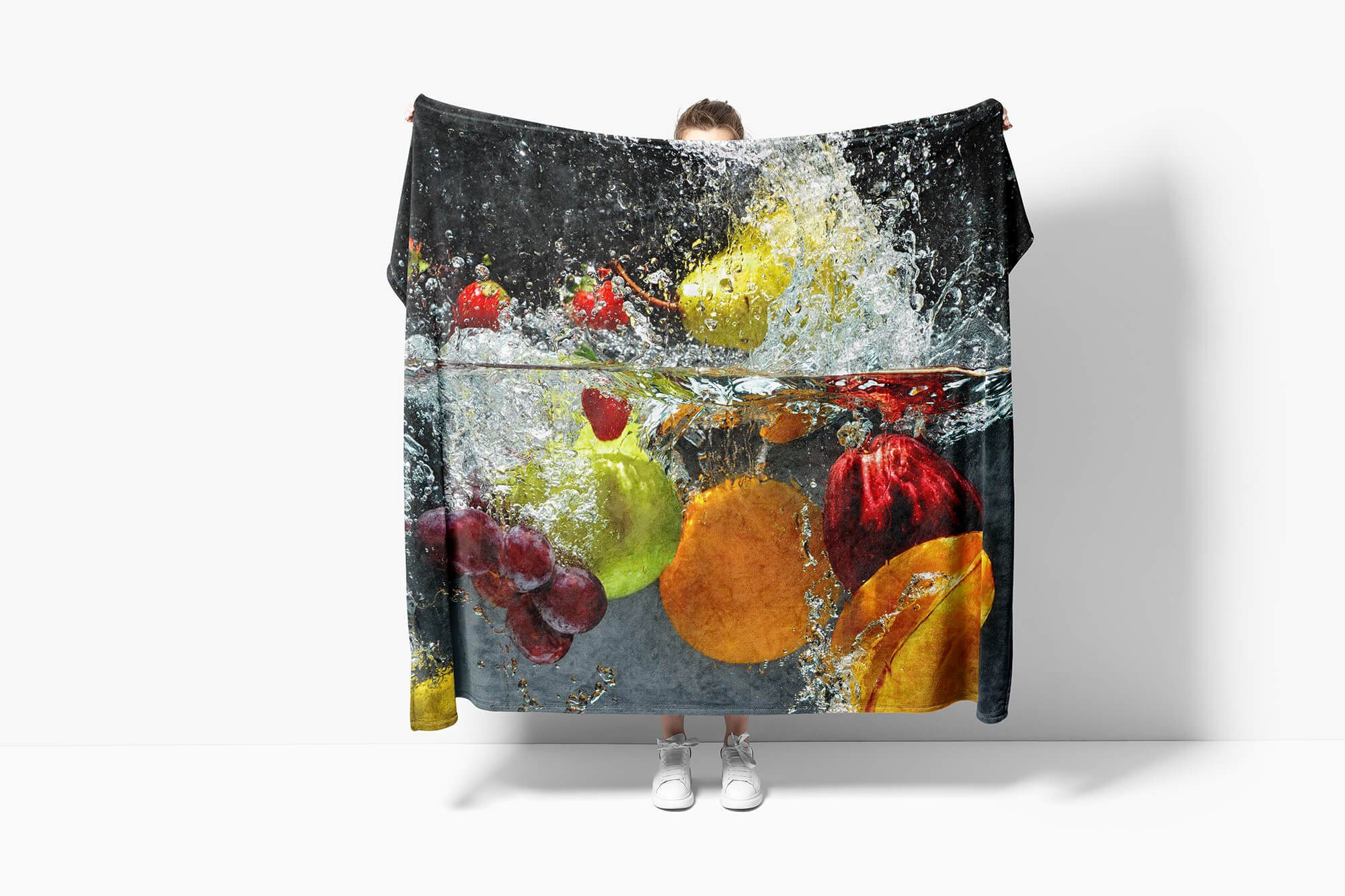 Strandhandtuch Art Handtuch Handtücher Wass, Früchte Handtuch Baumwolle-Polyester-Mix Sinus mit Saunatuch Fotomotiv (1-St), unter Kuscheldecke