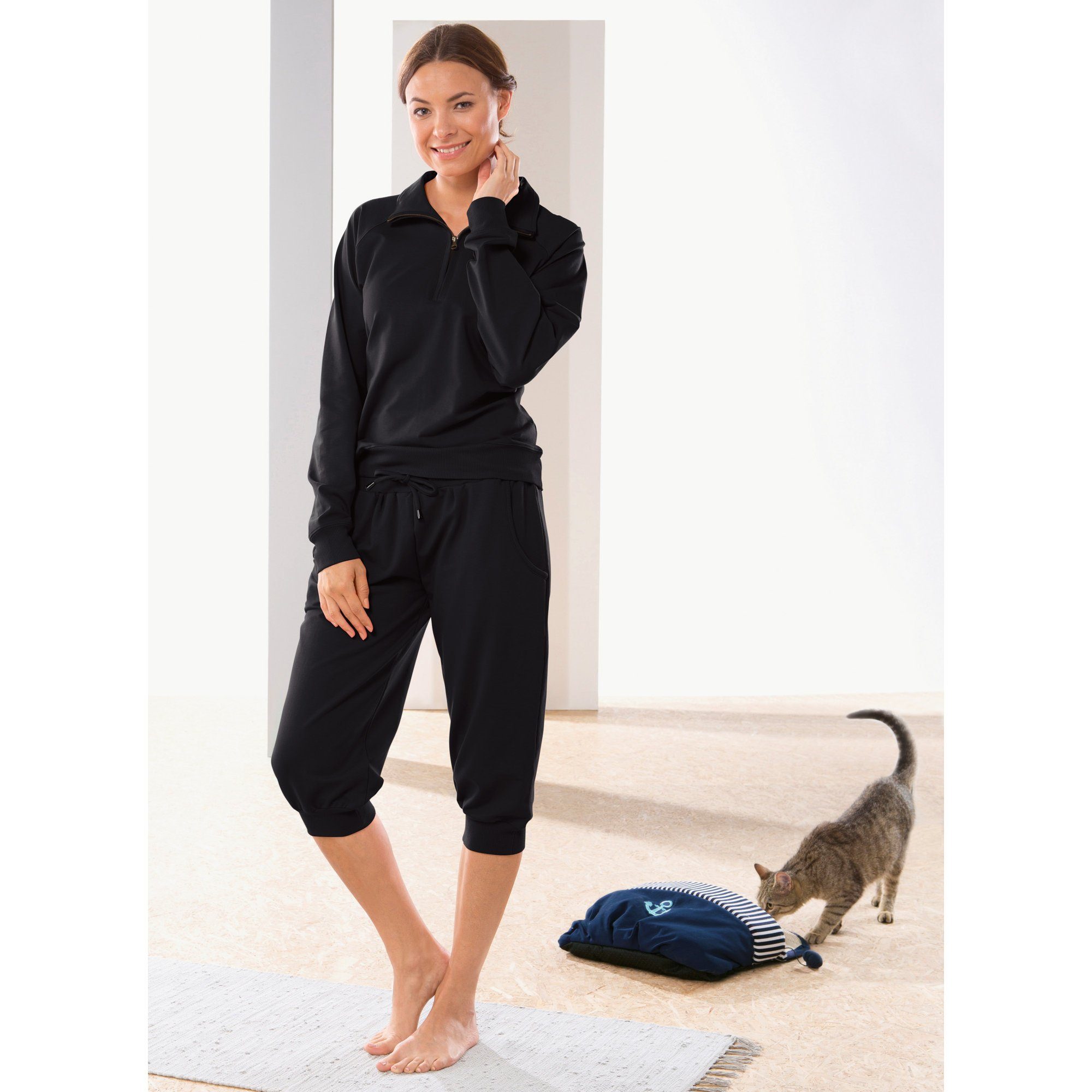 Erwin Müller Jogginghose Damen-Caprihose Uni
