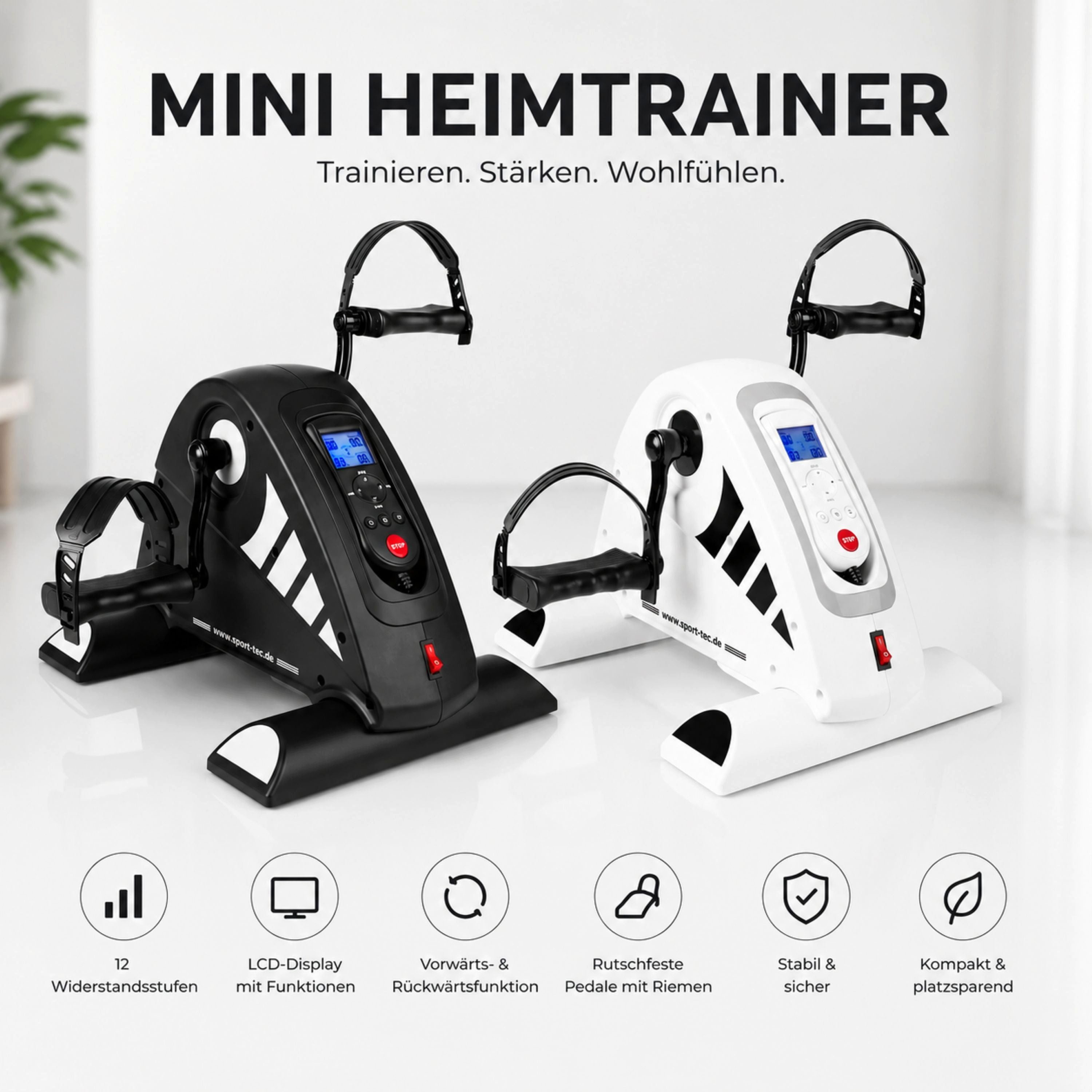 Sport-Knight® Mini-Heimtrainer Kompakter Arm- und Beintrainer mit Fernbedienung, Pedaltrainer, Kompakter Arm- und Beintrainer mit Fernbedienung und Trainingscomputer