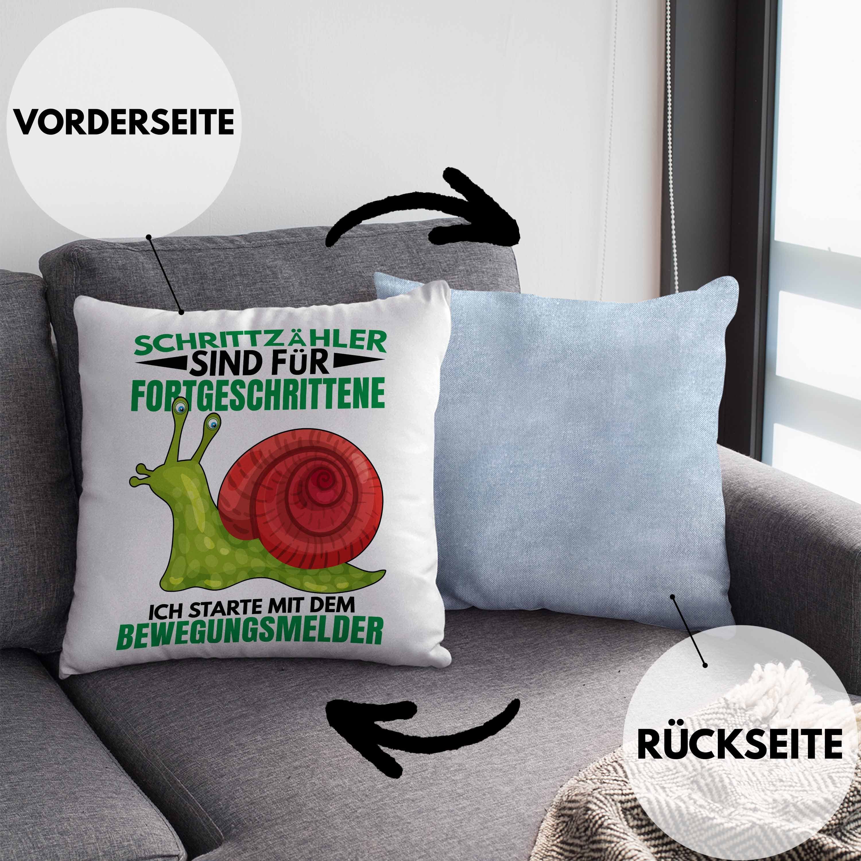 Trendation Dekokissen Trendation - Witzige Sprüche 40x40 Blau Humor Lustiger Schnecken Spruch Füllung Kissen mit Geschenk Dekokissen