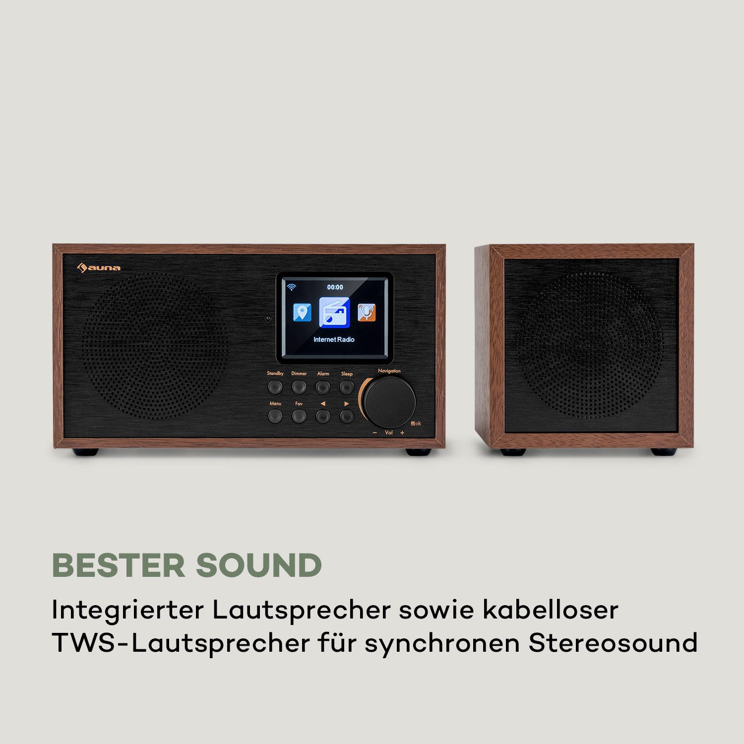 Auna Silver/Black Star Mini Radio (DAB+;FM Tuner;, 20 W, Internetradio Bluetooth Radio WLAN - DAB Plus Digitalradio Küchenradio)